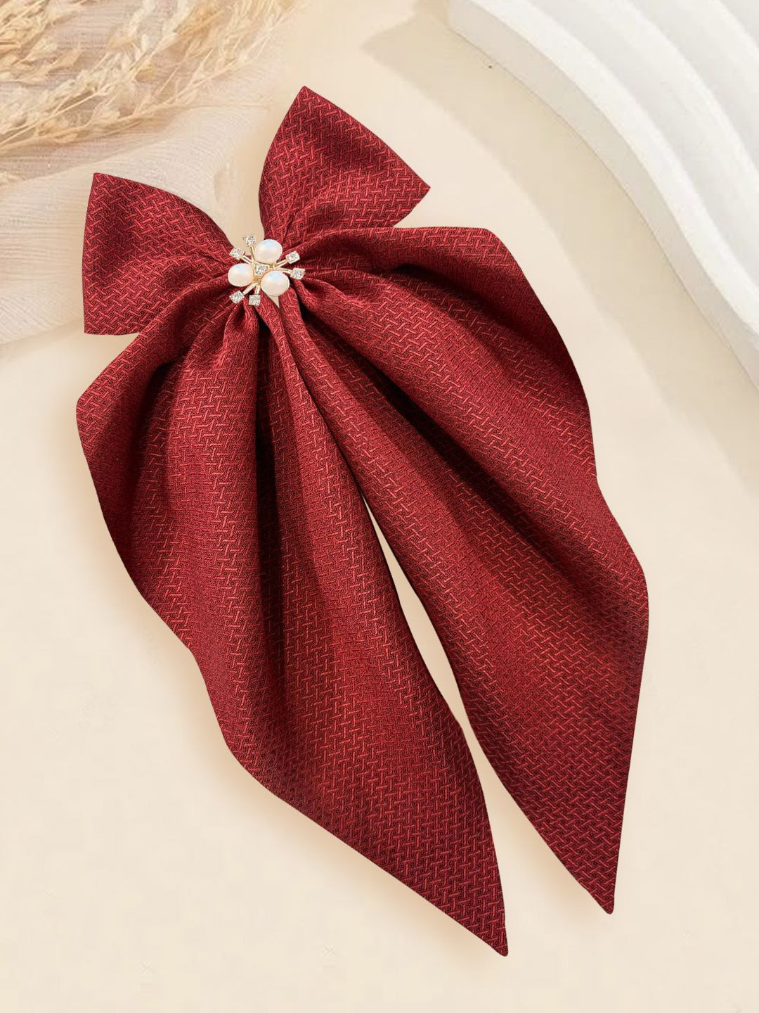 LYKAA Set of 1 Red Big Ribbon Layered Hair Bow Clip