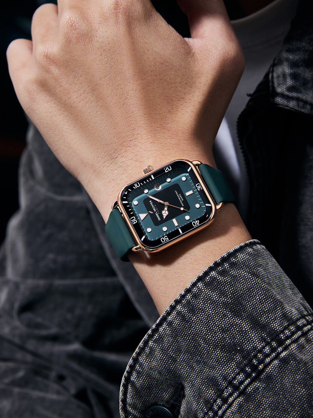 Daniel Hechter Paris Montmartre Collection Square Dial Watch for Men with Silicone Strap