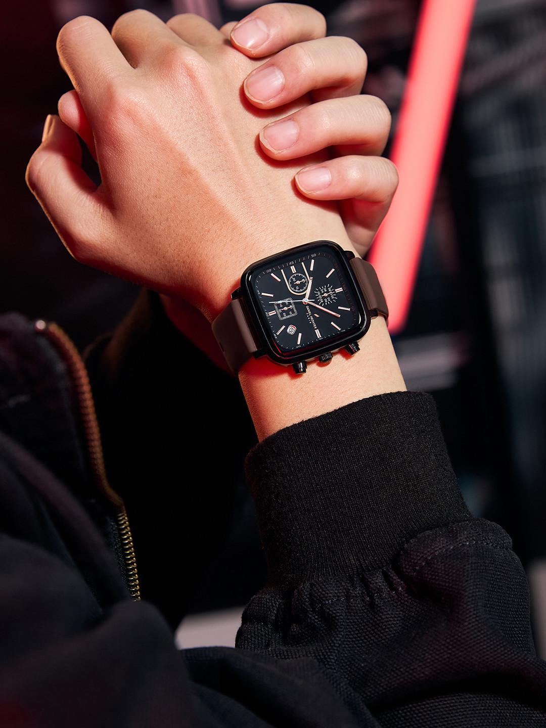 Daniel Hechter Paris Belleville Collection Multi Functional Watch for Men with Square Dial