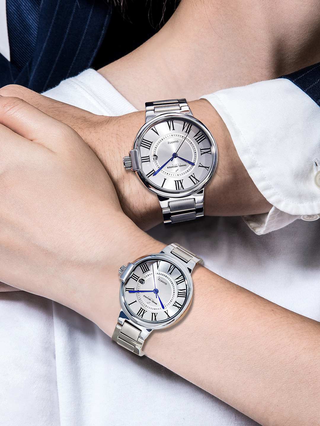 Daniel Hechter Paris Sorbonne Collection Pair Watch with Roman Indices