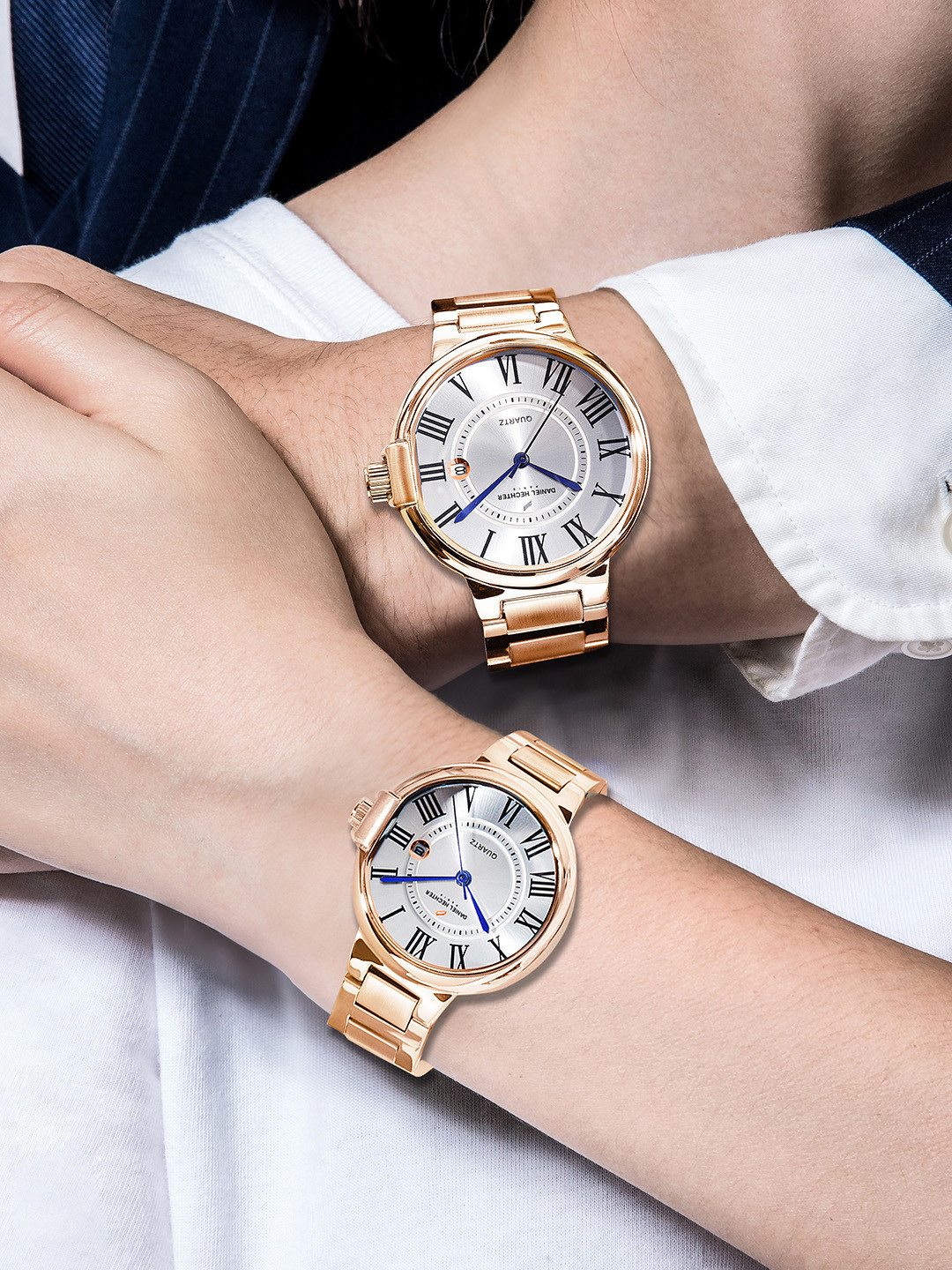 Daniel Hechter Paris Sorbonne Collection Pair Watch with Roman Indices