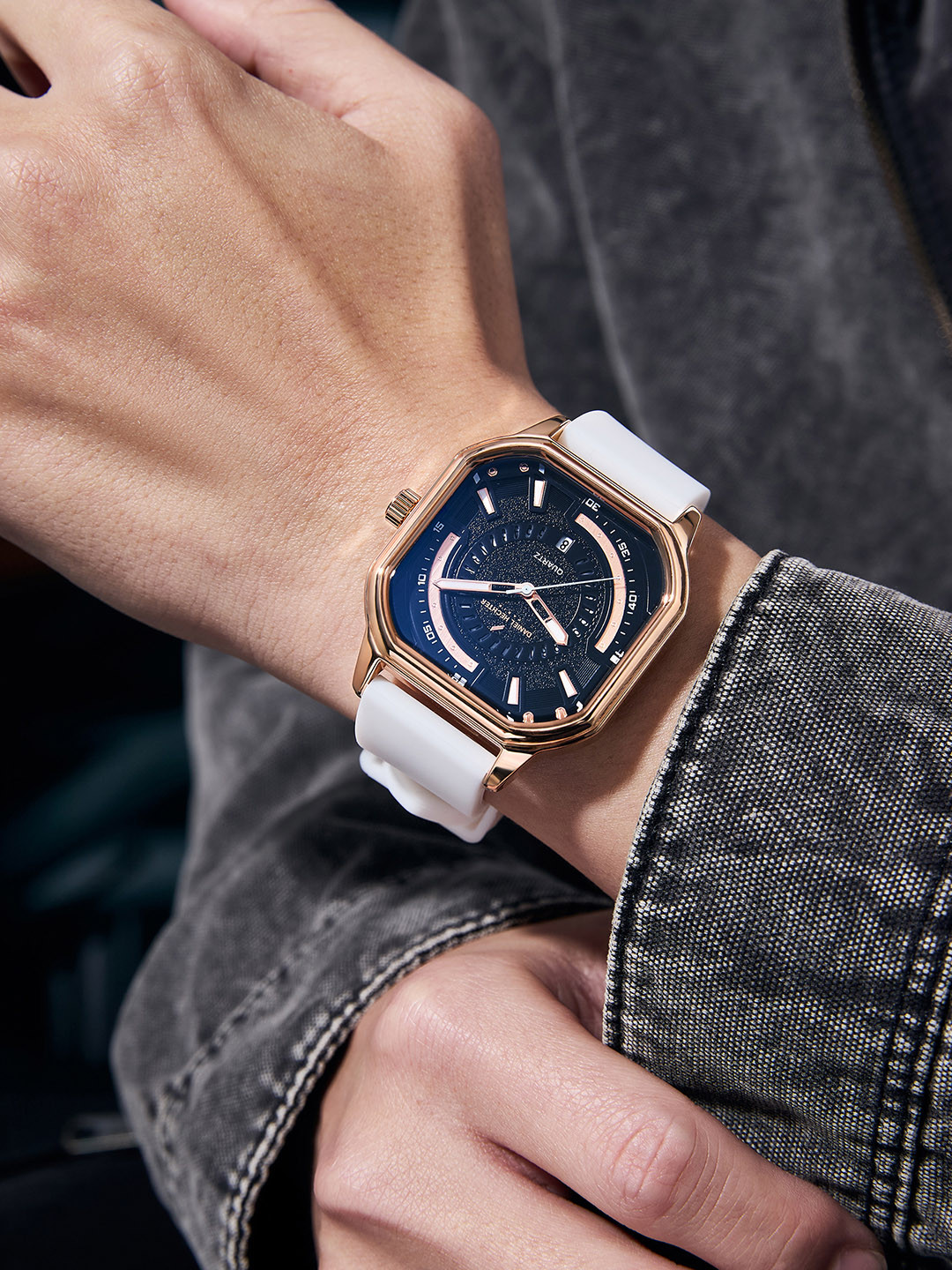 Daniel Hechter Paris Rivoli Collection Watch for Men with Octagon Dial and Silicon Band