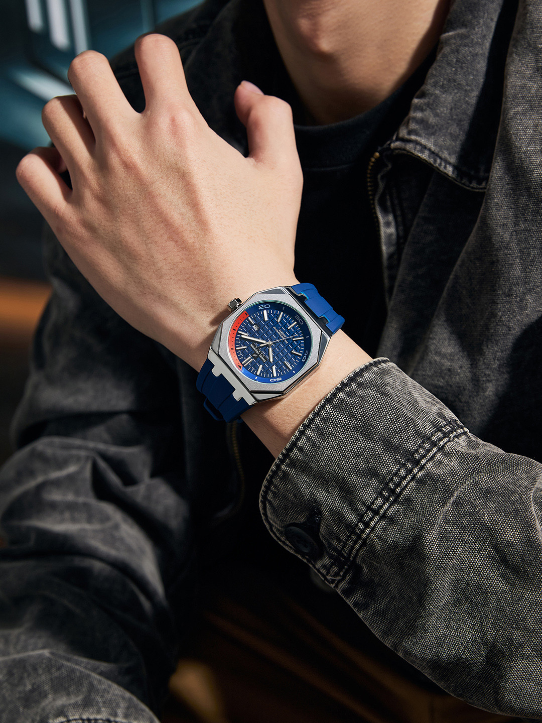 Daniel Hechter Paris Monceau Collection Analoge Watch for Men with Textured Octagone Dial