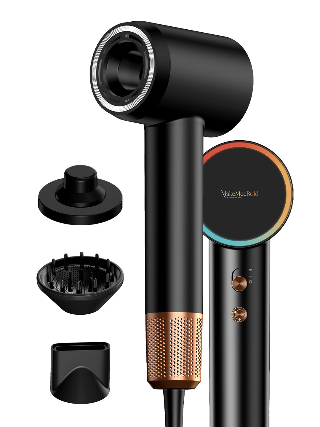 MAKEMEEBOLD High Speed Hair Dryer For Hair With Diffuser & Concentrator - Black