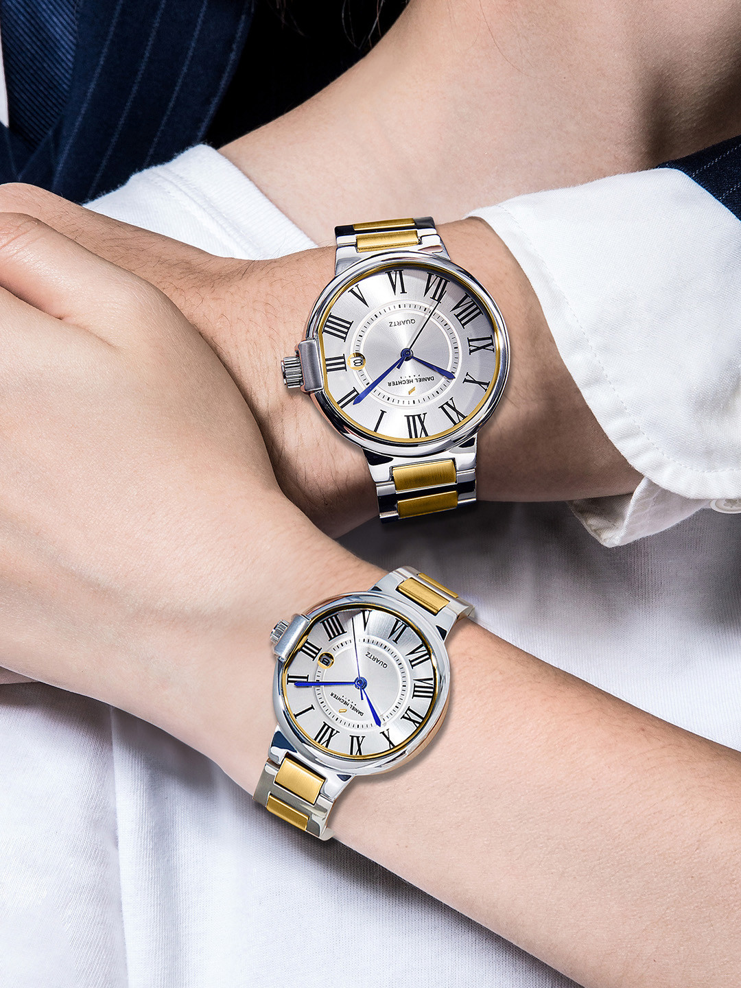 Daniel Hechter Paris Sorbonne Collection Pair Watch with Roman Indices