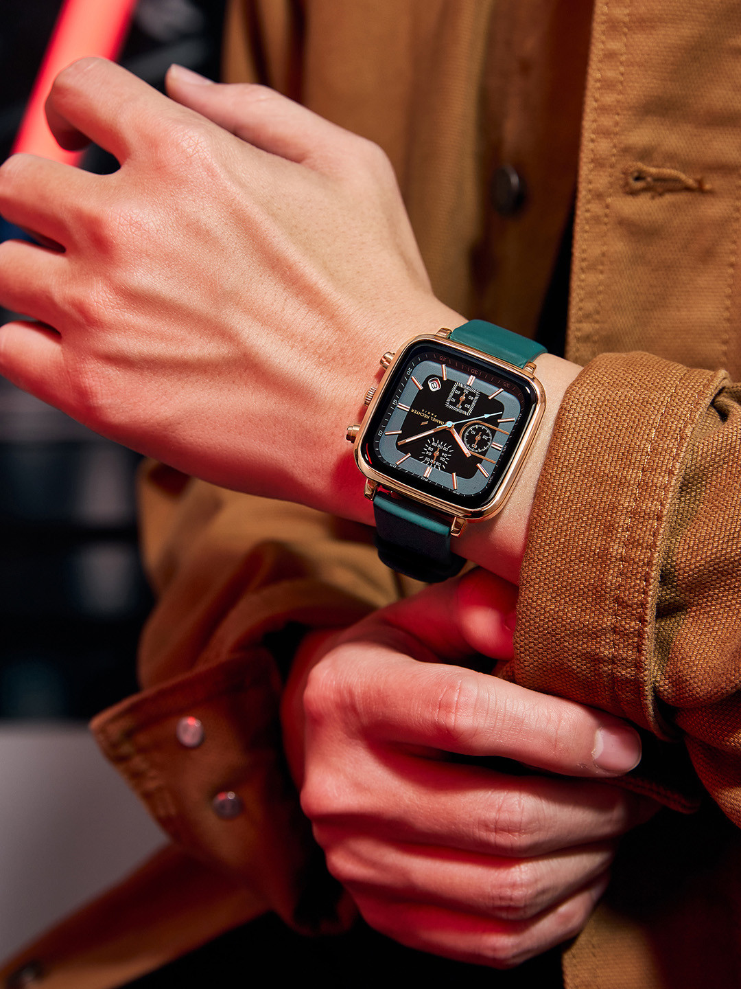 Daniel Hechter Paris Belleville Collection Multi Functional Watch for Men with Square Dial