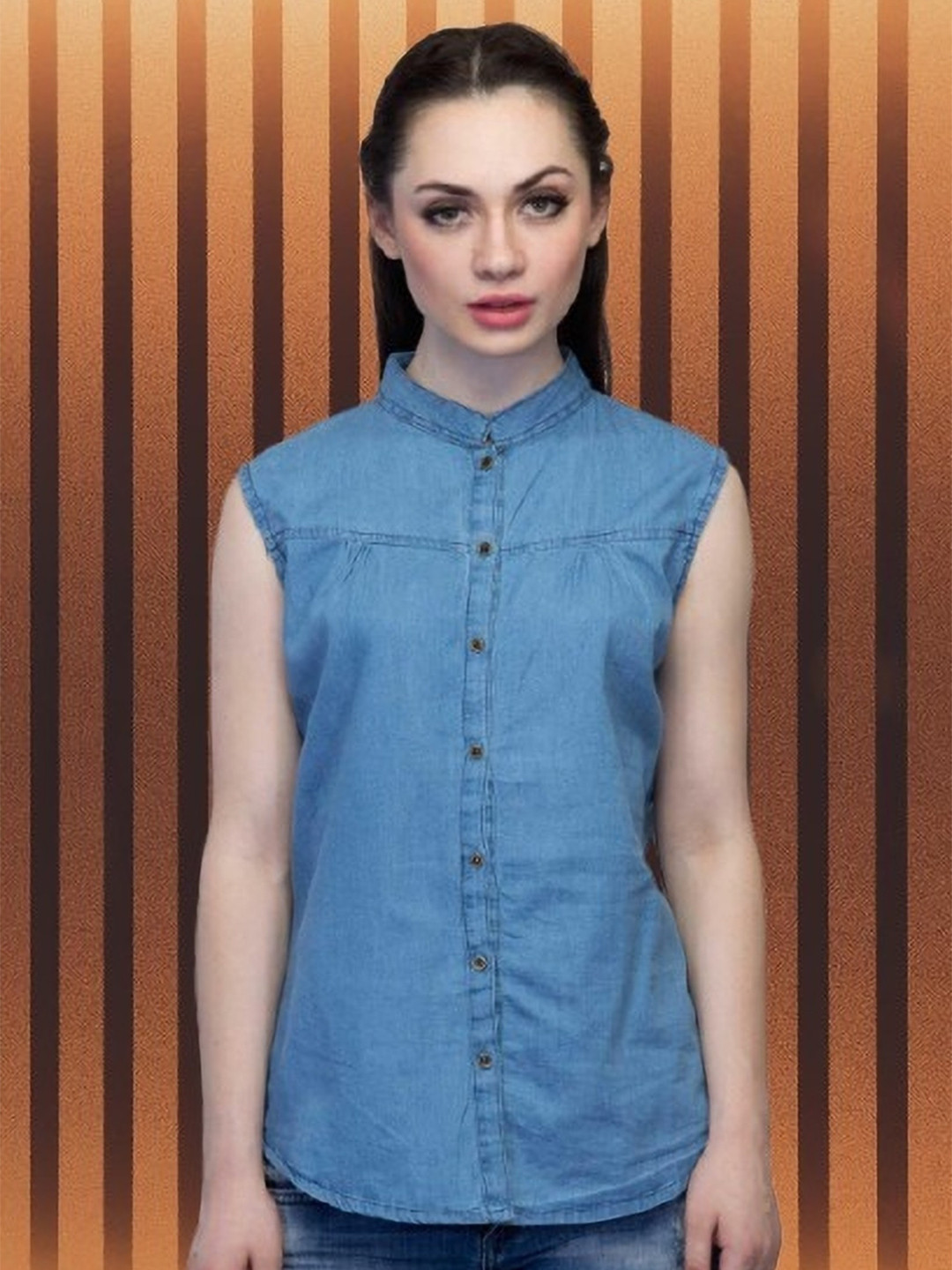 GIRLS WITH WINGS Women Faded Mandarin Collar Casual Shirt