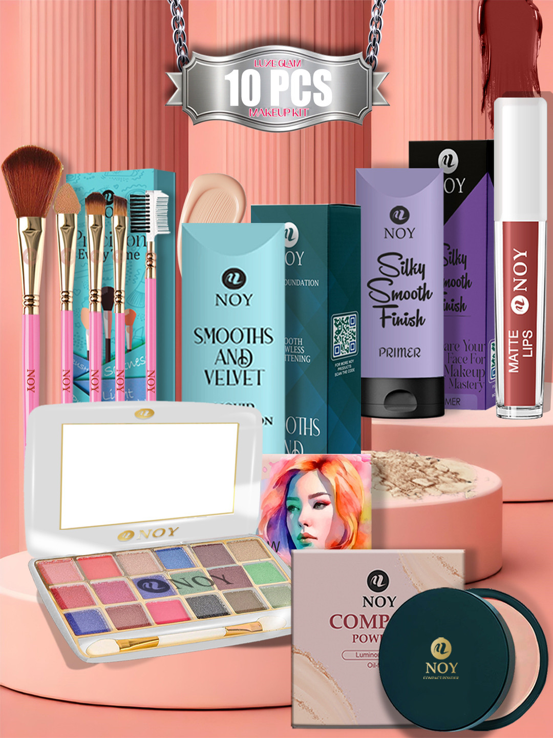 NOY Set Of 10 Ultimate Glam 10-In-1 Makeup Kit