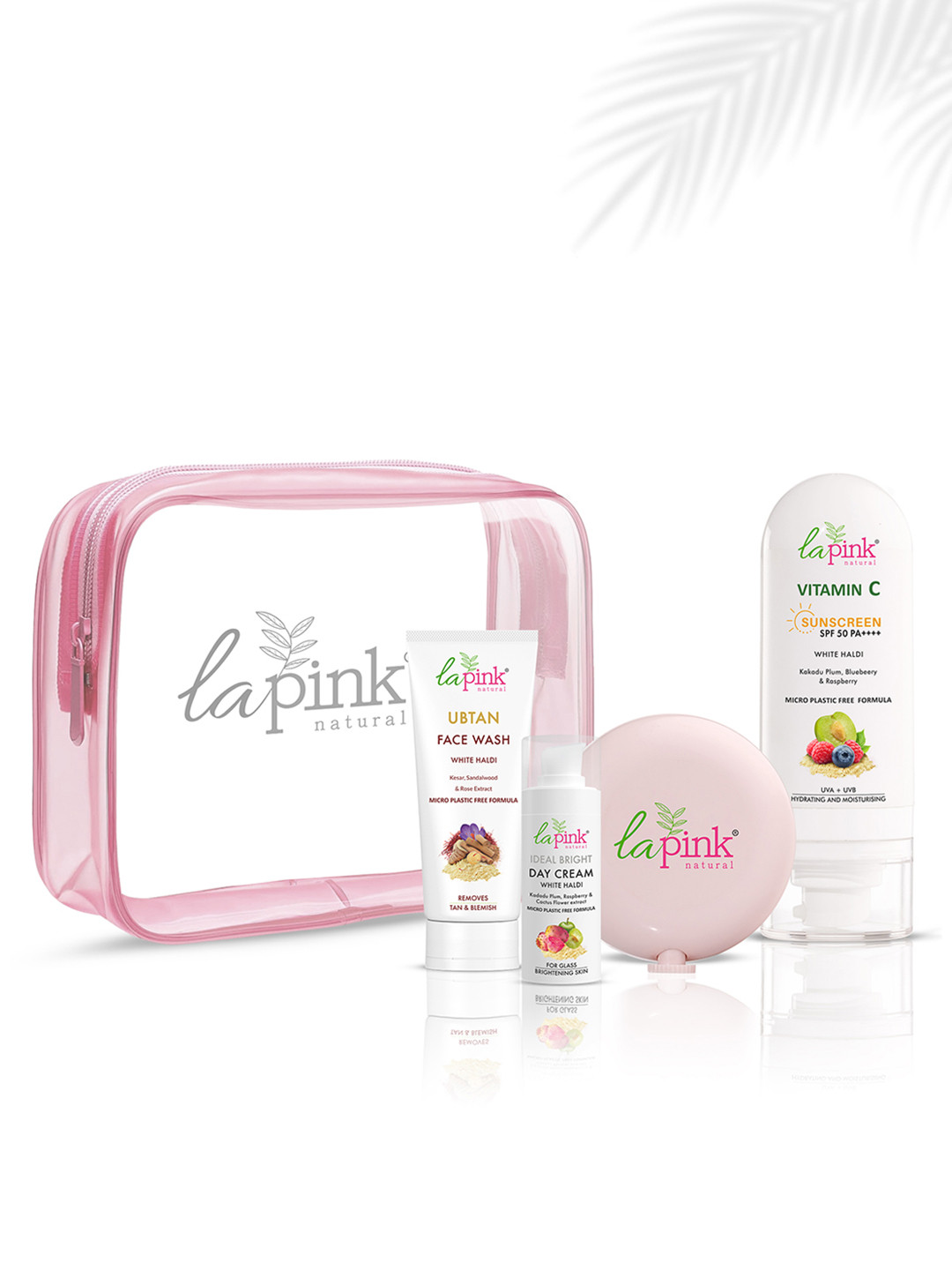 La Pink Set Of 4 On-The-Go Glow Sunscreen, Day Cream, Face Wash & Lip Balm Skin Care Kit