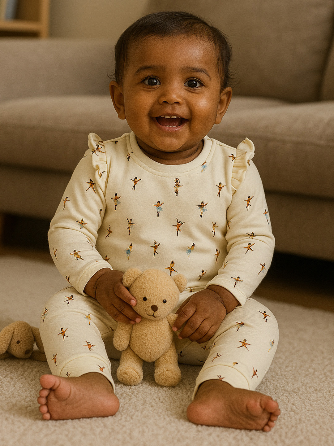 MeeMee Girls Printed Long Sleeves T-shirt With Leggings