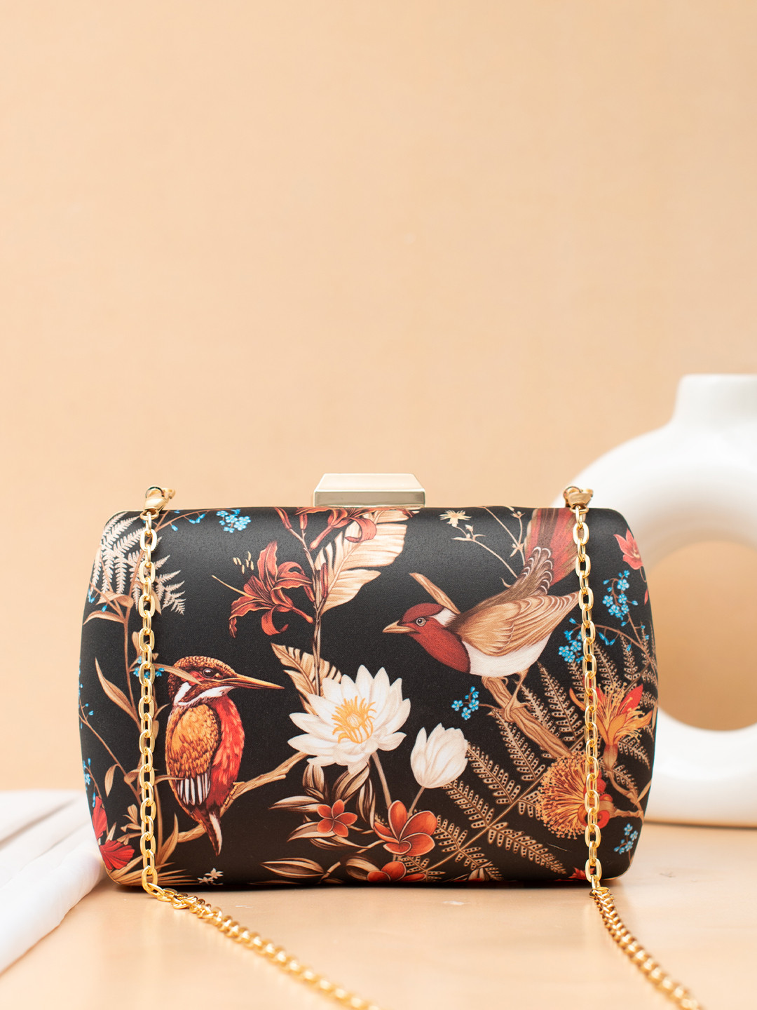 ARTKLIM Birds Island Printed Box Clutch With Shoulder Strap