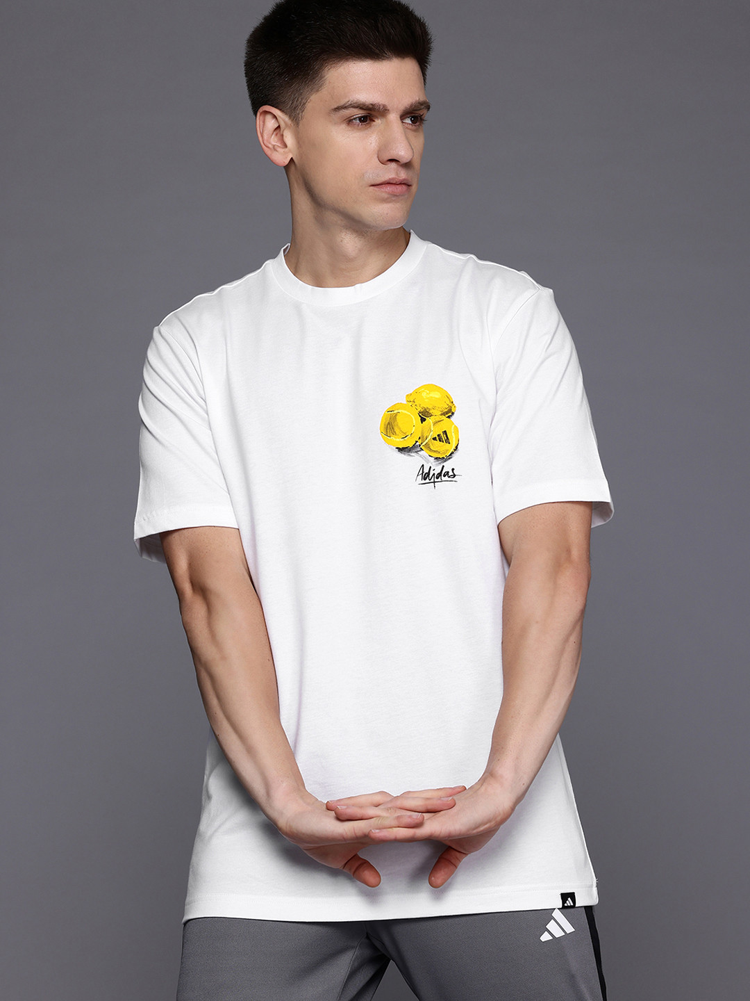 ADIDAS Conversational Print Pure Cotton Regular Fit T-shirt