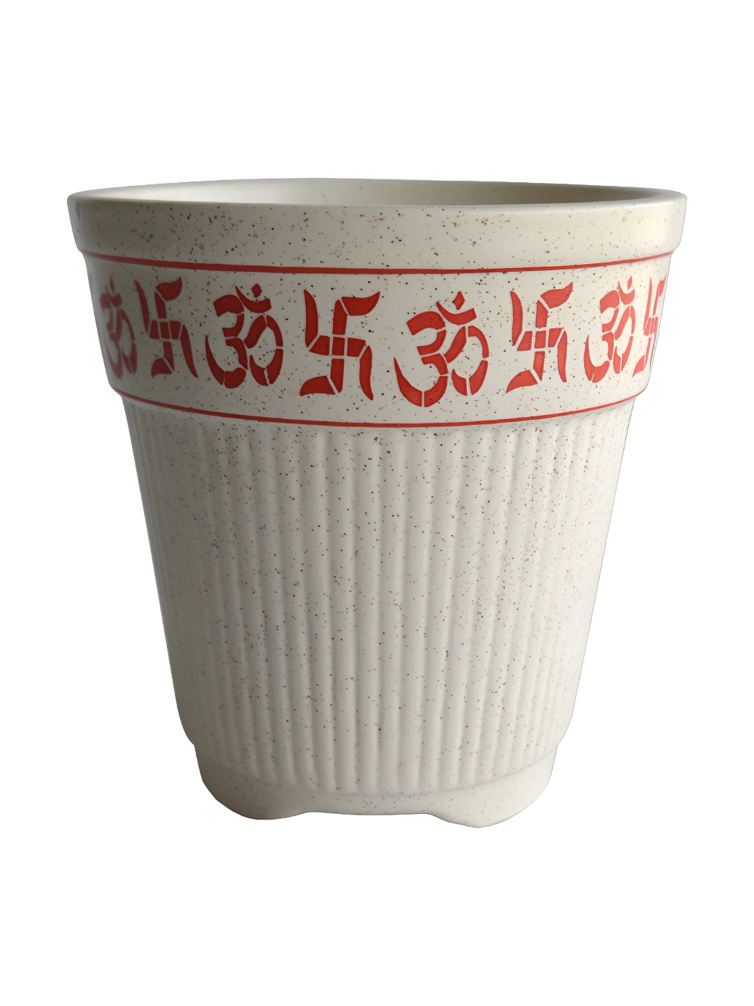 Urbanroots White & Red Printed Ceramic Tulsi Planter