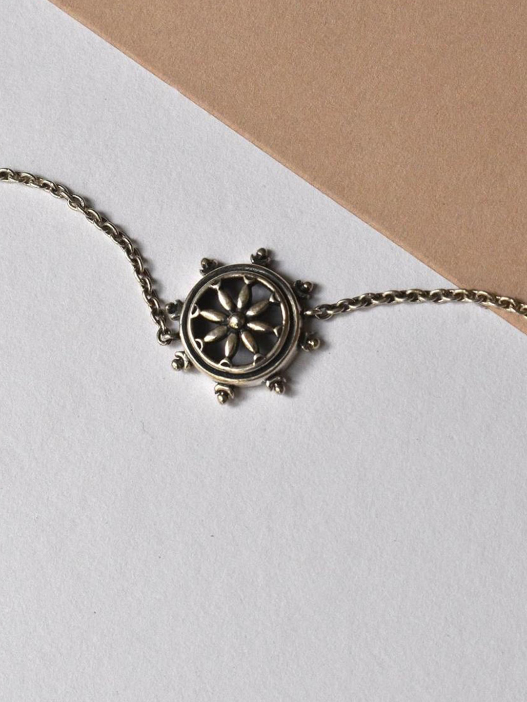 Ovana jewels 92.5 Silver Oxidised Chakra Wraparound Bracelet