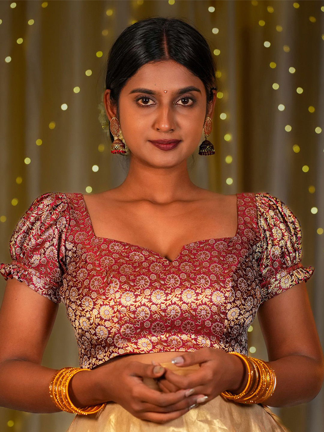 I LOVE SAREES Puff Sleeve Readymade SareeBlouse