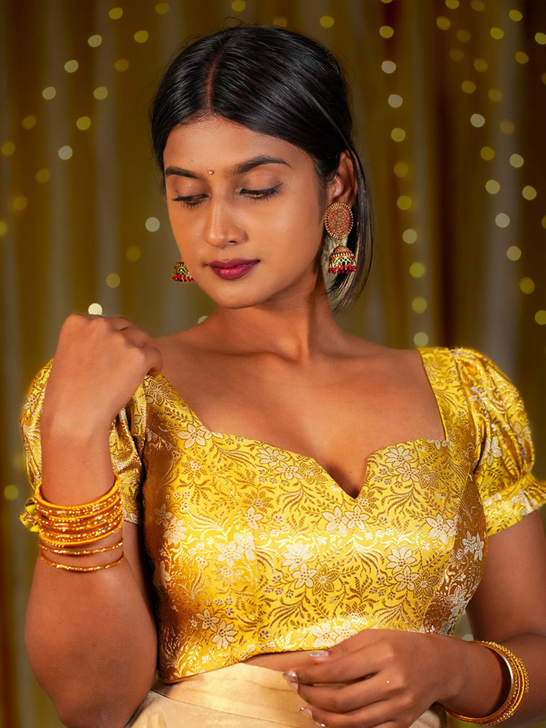 I LOVE SAREES Puff Sleeve Readymade SareeBlouse