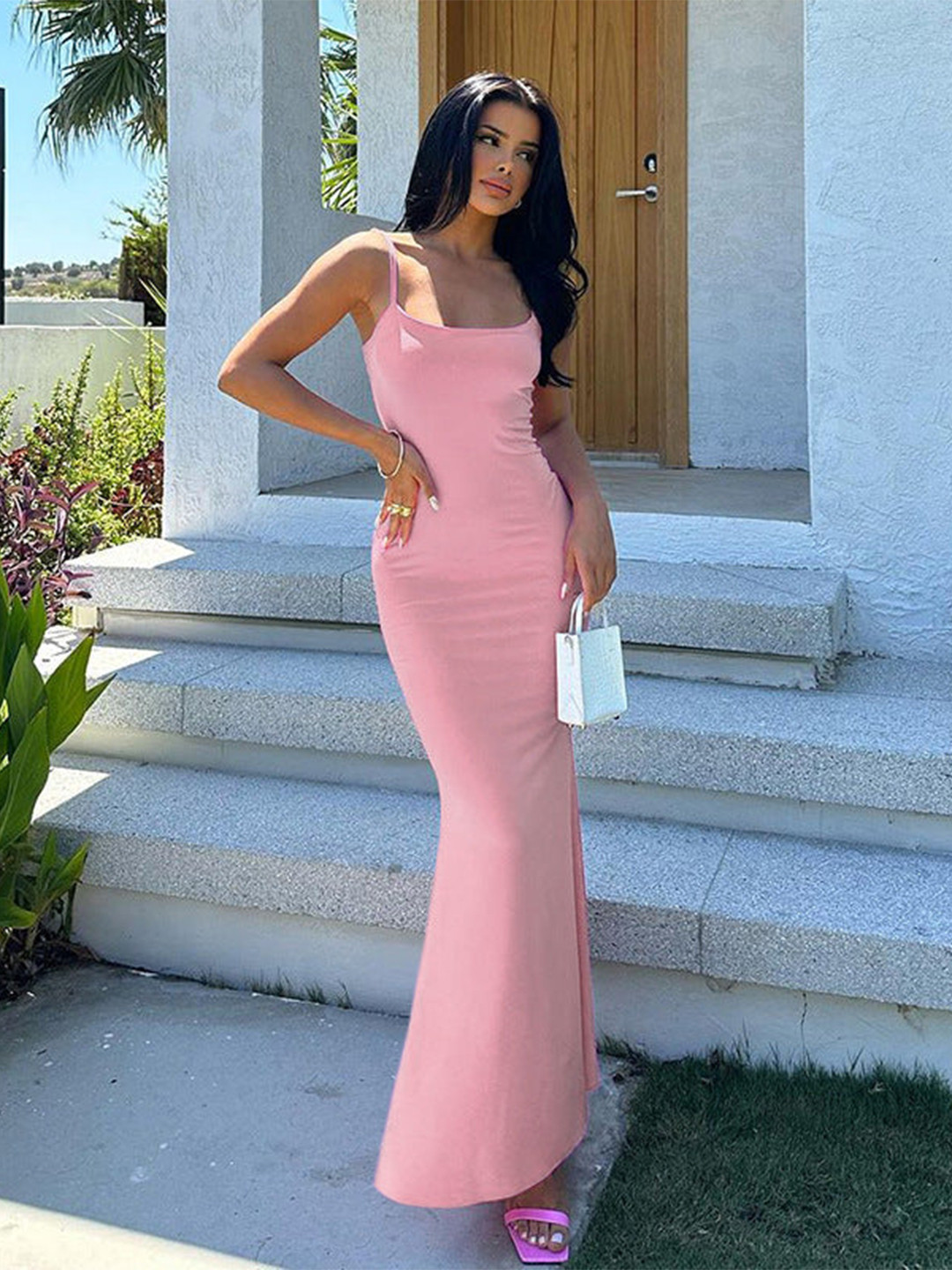 Outzidr Women Low Back Slip Dress