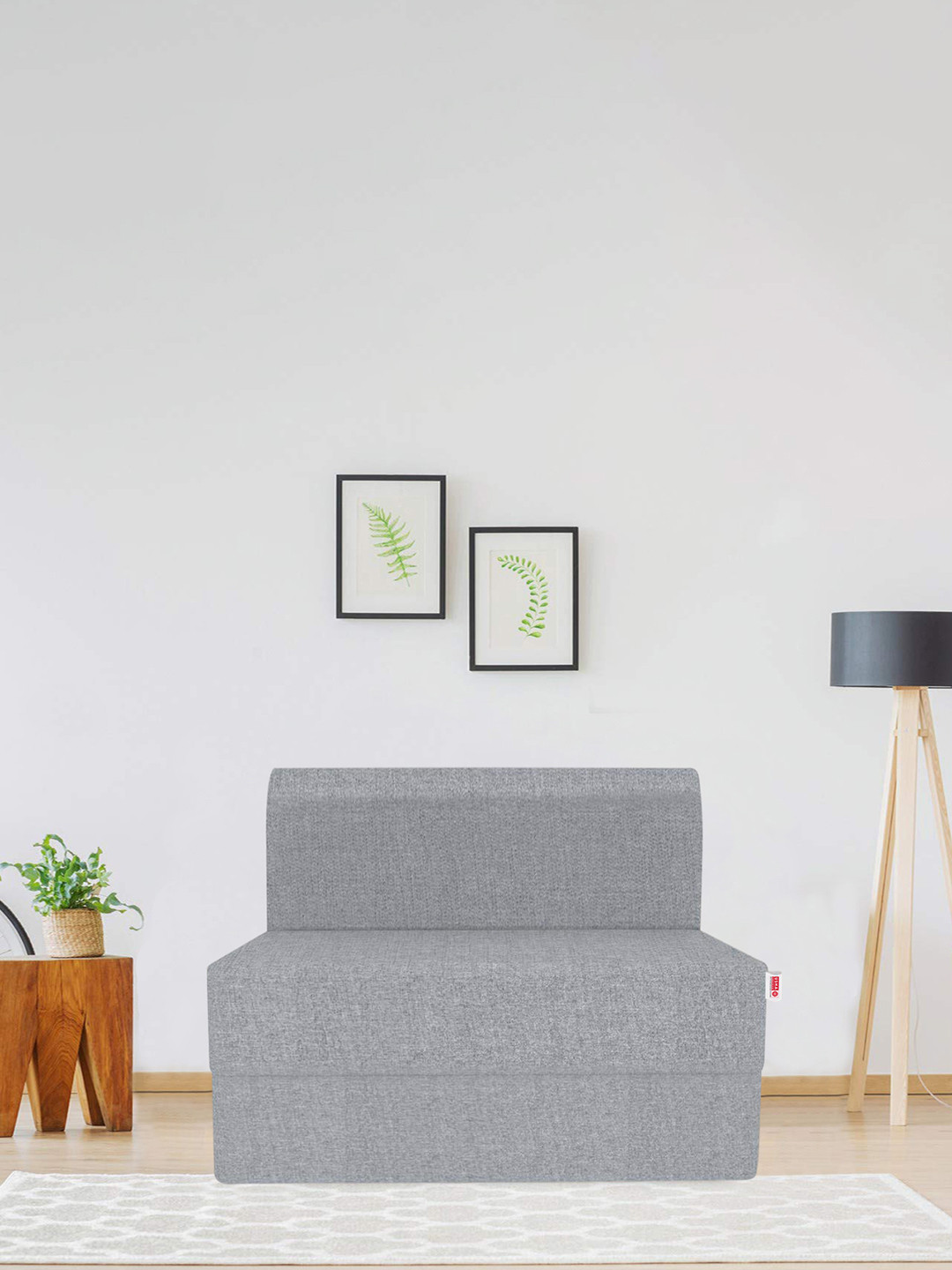 USHA SHRIRAM Folding Sofa Cum Bed-Jute Fabric Washable Cover (1 Seater)-Grey| 3'X6' Feet