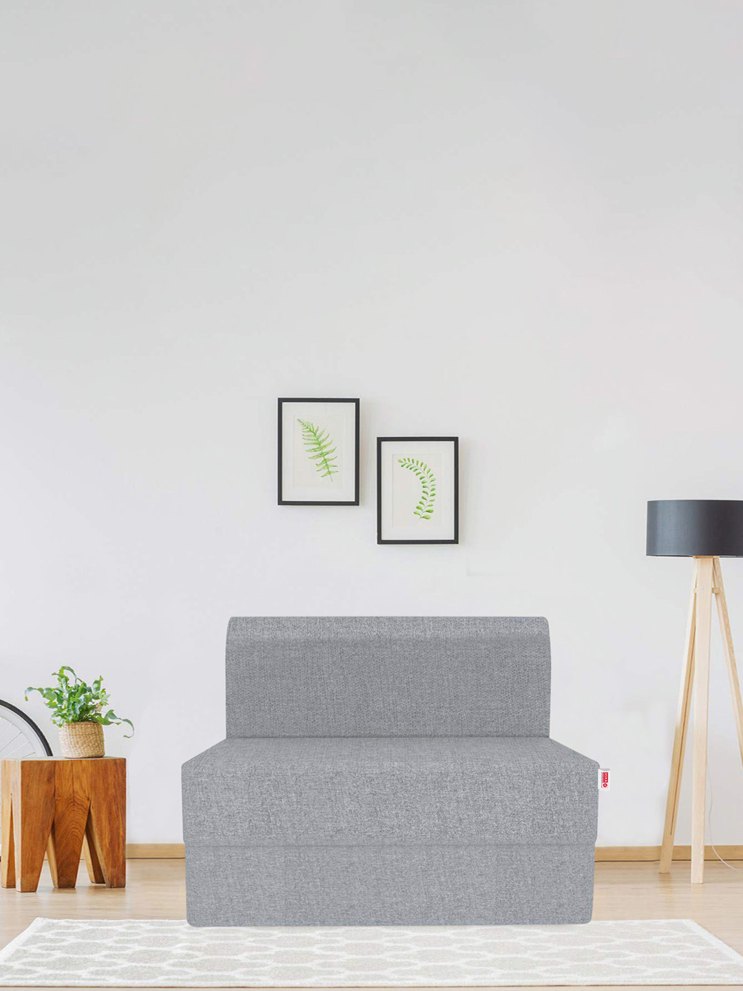 USHA SHRIRAM Folding Sofa Cum Bed-Jute Fabric Washable Cover (2 Seater)-Grey| 4'X6' Feet