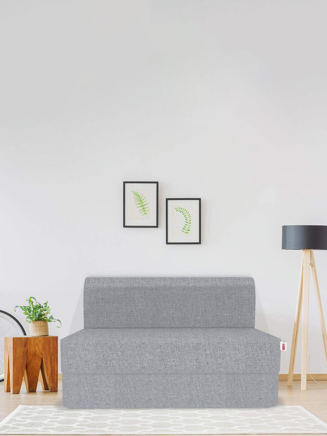 USHA SHRIRAM Folding Sofa Cum Bed-Jute Fabric Washable Cover (3 Seater)-Grey| 6'X6' Feet