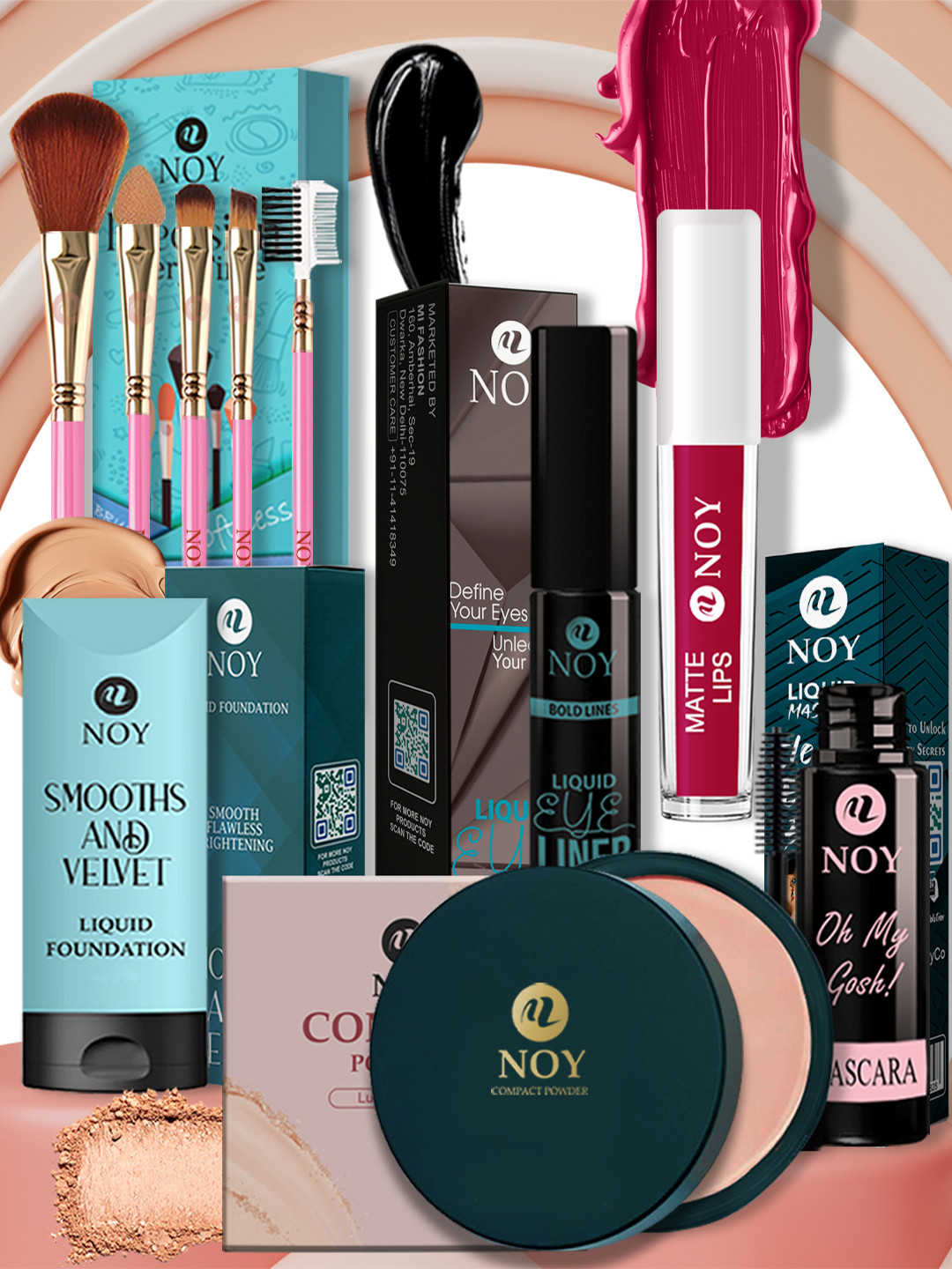 NOY Matte All-in-One Face Makeup Kit for Girls Waterproof Lipstick Mascara & Eyeliner