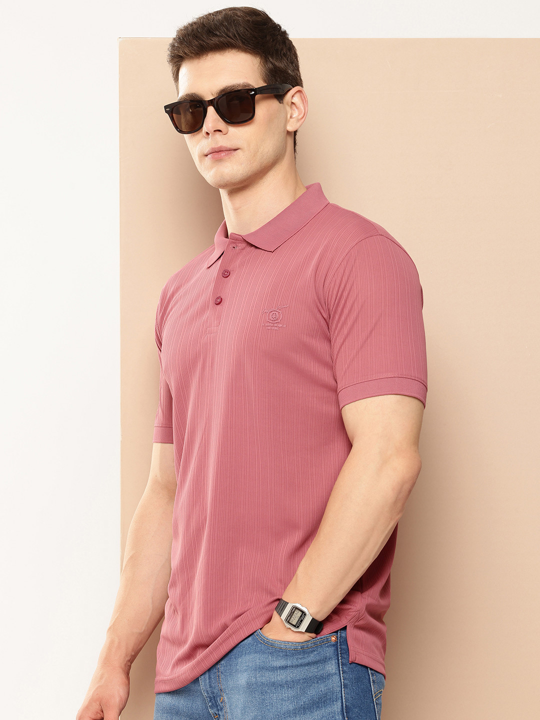 FROSEN FOX Solid Polo Collar T-shirt