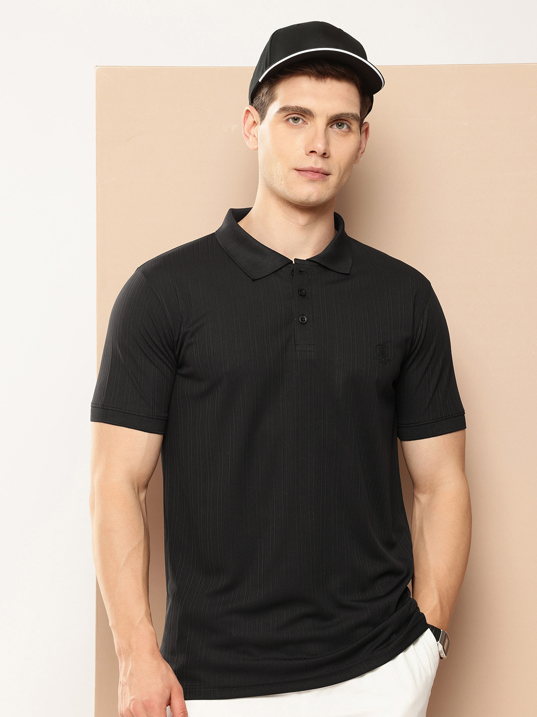 FROSEN FOX Solid Polo Collar T-shirt