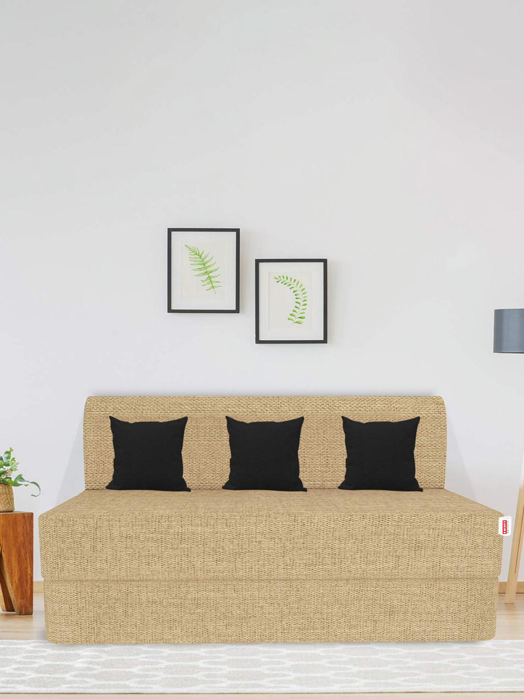 COIRFIT Folding Sofa Cum Bed 6X6 inch Three Seater, 1 Year Warranty, Beige