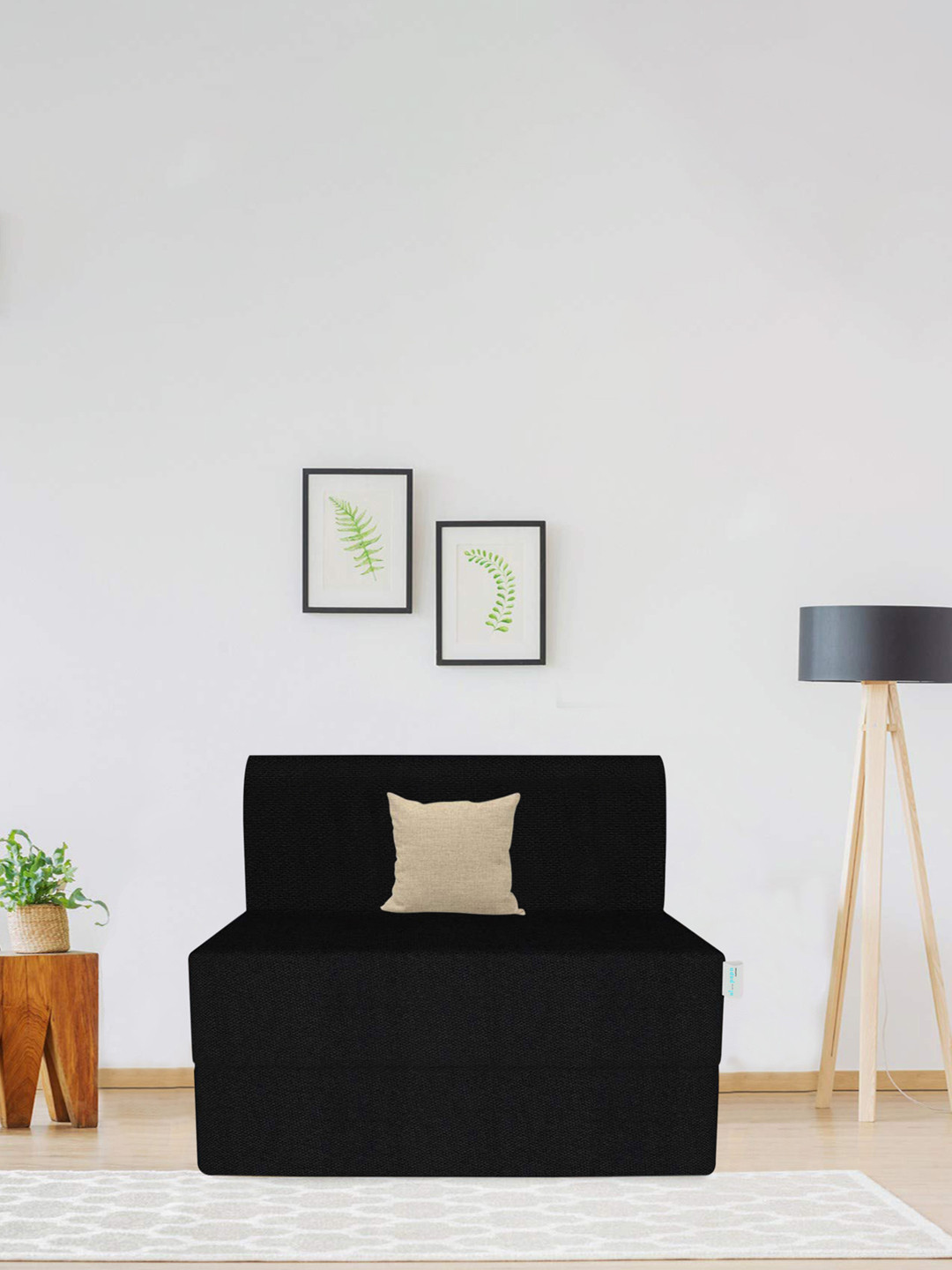 Usha Shriram Folding Sofa Cum Bed 3X6 inch Single Seater,1 Year Warranty, Black