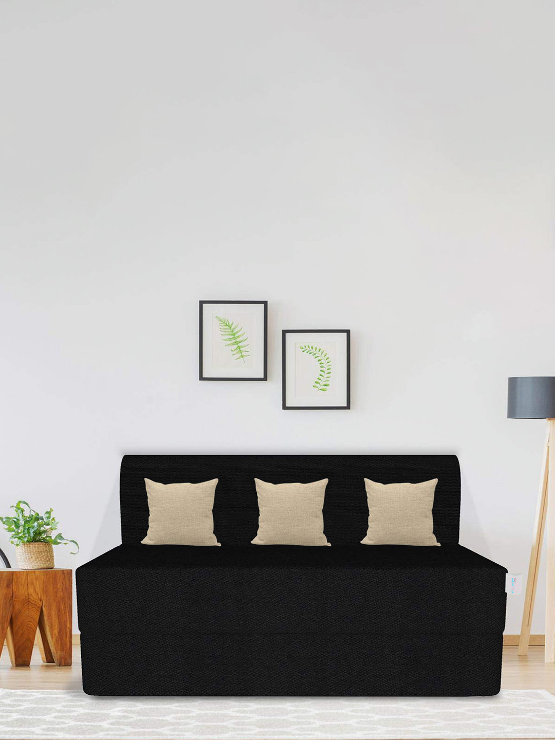COIRFIT Folding Sofa Cum Bed 5X6 inch Three Seater, 1 Year Warranty, Black