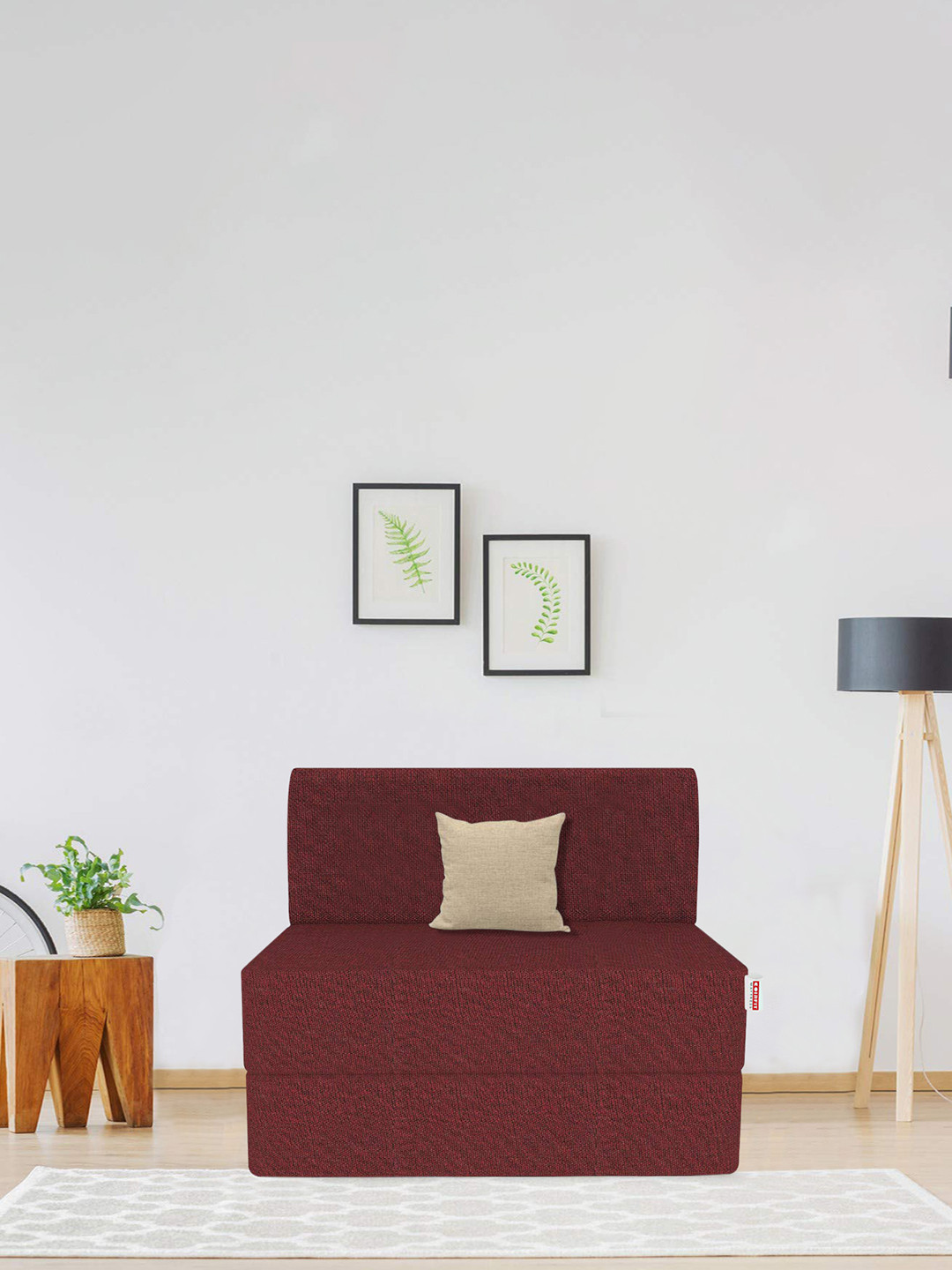 COIRFIT Folding Sofa Cum Bed 3X6 inch Single Seater, 1 Year Warranty, Maroon