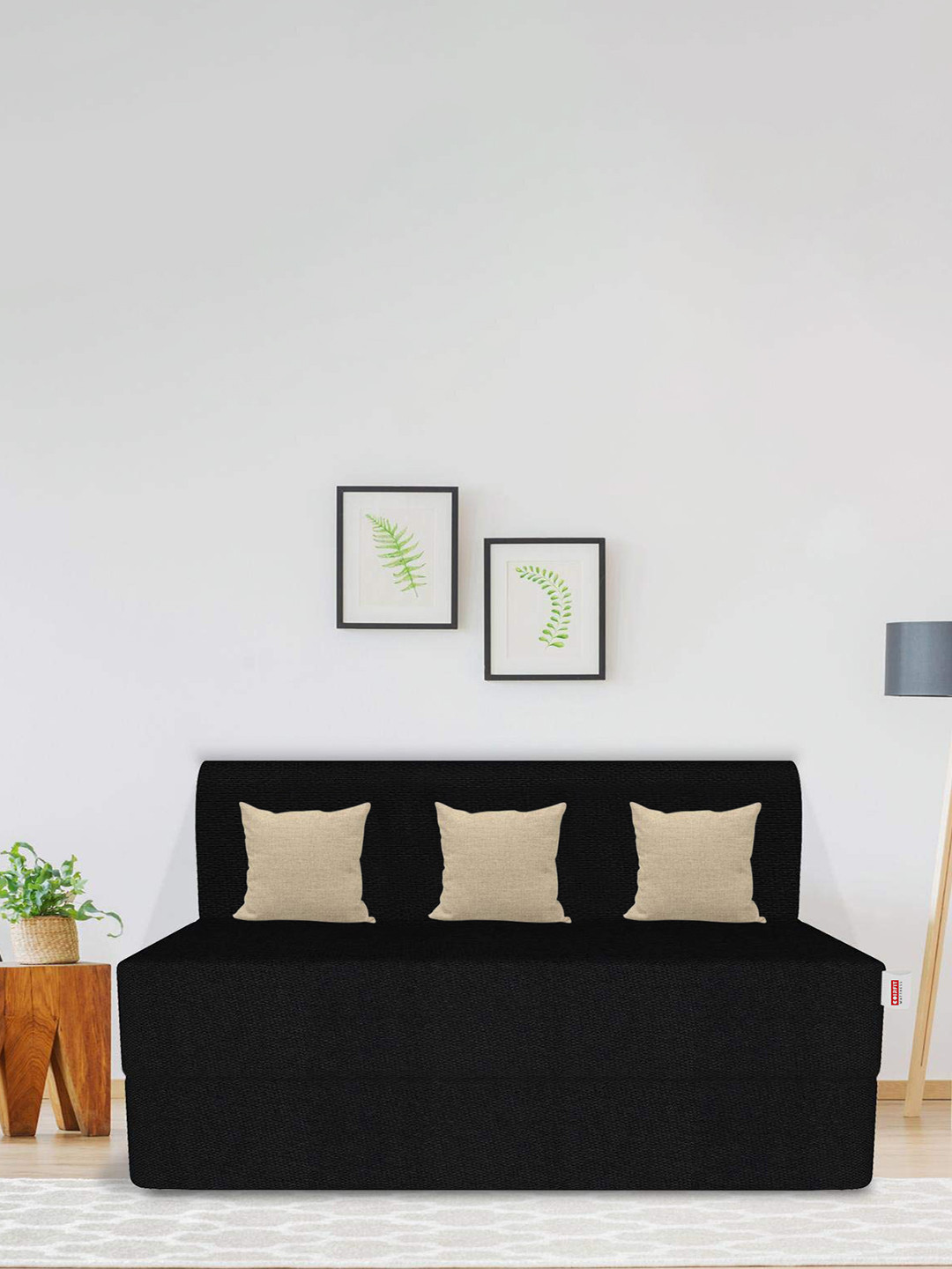 COIRFIT Folding Sofa Cum Bed 6X6 inch Three Seater, 1 Year Warranty, Black