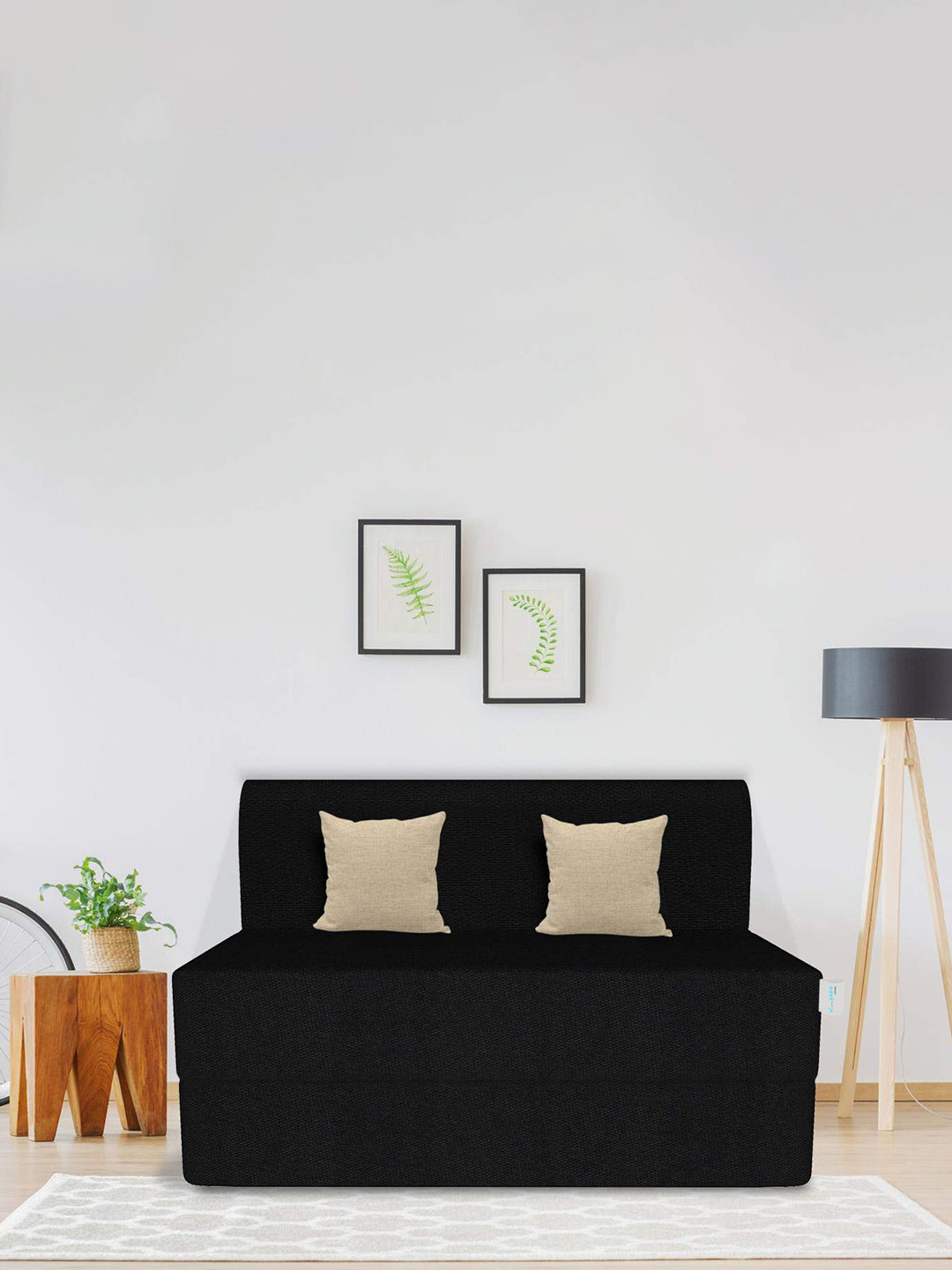 COIRFIT Folding Sofa Cum Bed 4X6 inch Two Seater, 1 Year Warranty, Black