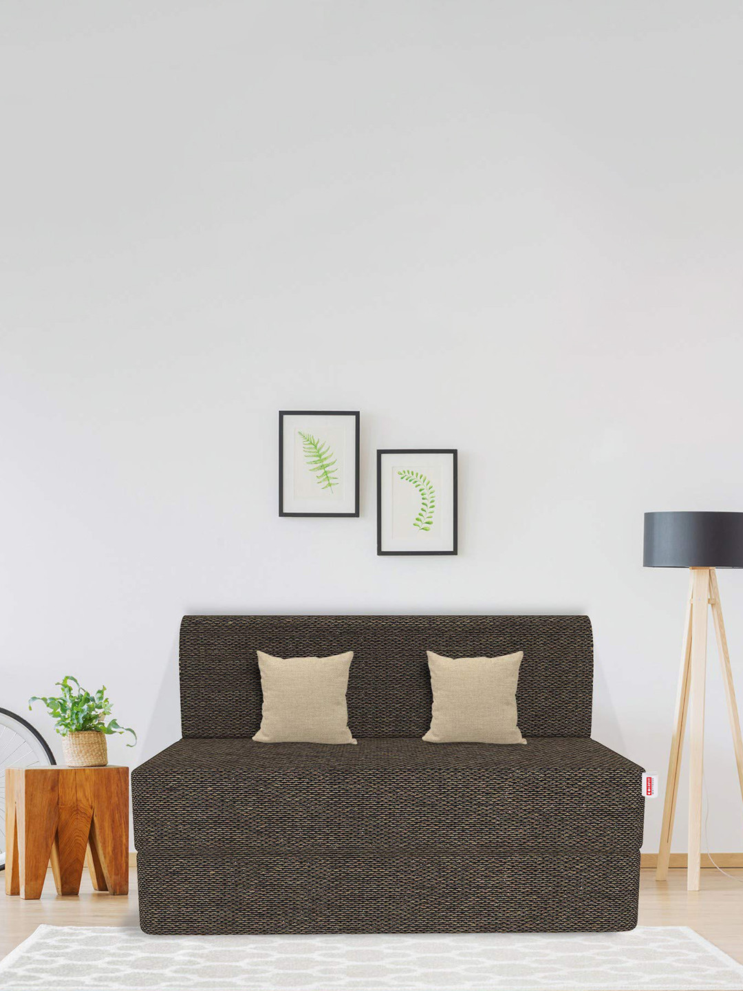 COIRFIT Folding Sofa Cum Bed 4X6 inch Two Seater, 1 Year Warranty, Brown