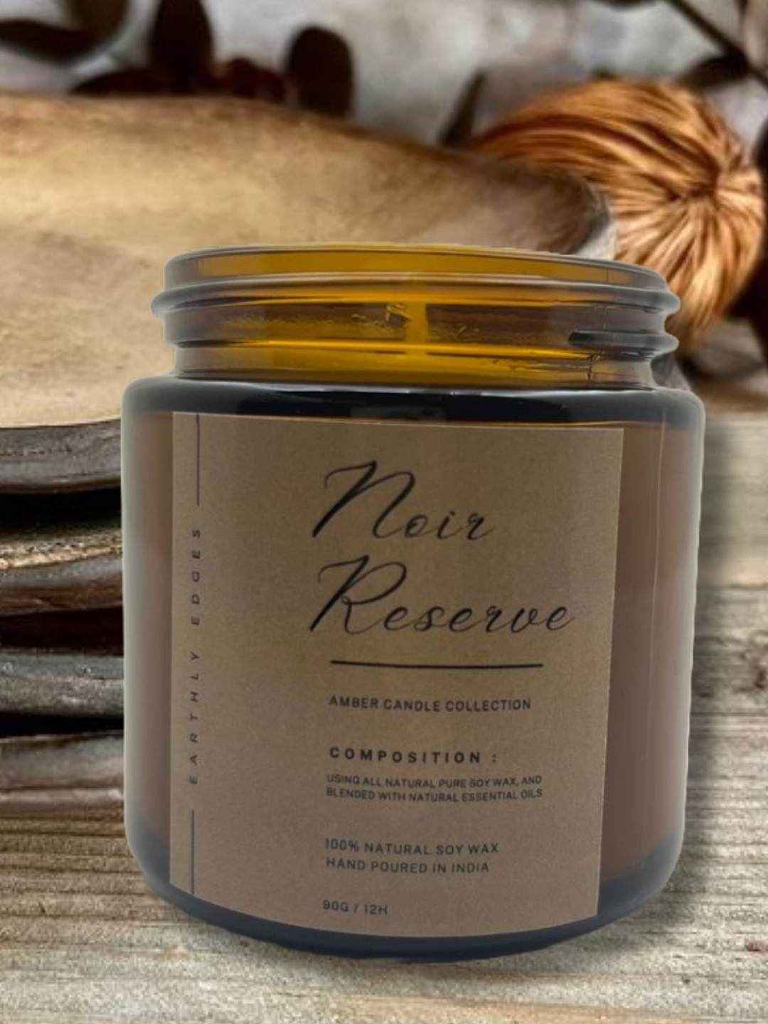 Earthly Edges Scented 1 Wick Noir Reserve Solid Geometric Regular Jar Candles