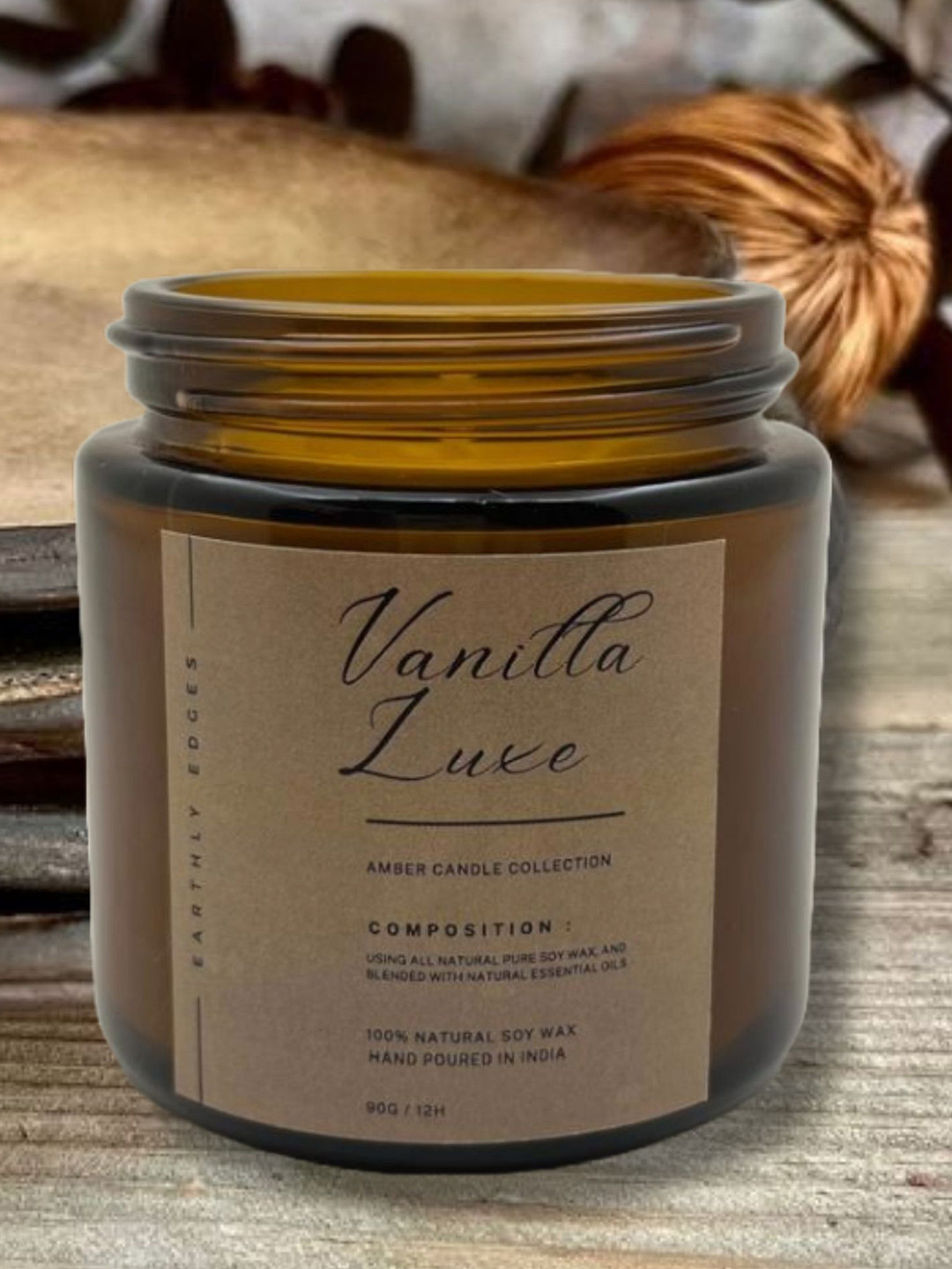 Earthly Edges Scented 1 Wick Vanilla Luke Solid Geometric Regular Jar Candles