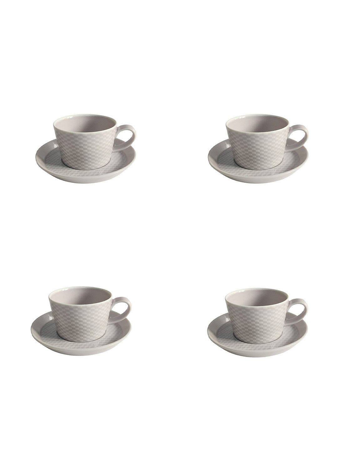 Chabby Chic Extraordinary Butterfly Grey Textured Porcelain Microwave Safe 8 Piece Cups-160ml