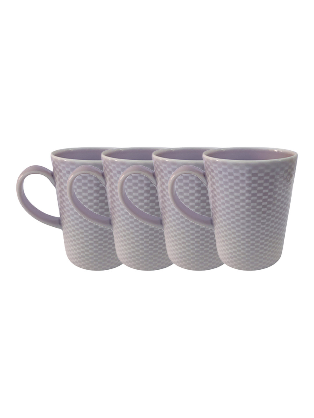 Chabby Chic Tulip Charm Grey Geometric Porcelain Handmade 4 Piece Mugs-300ml