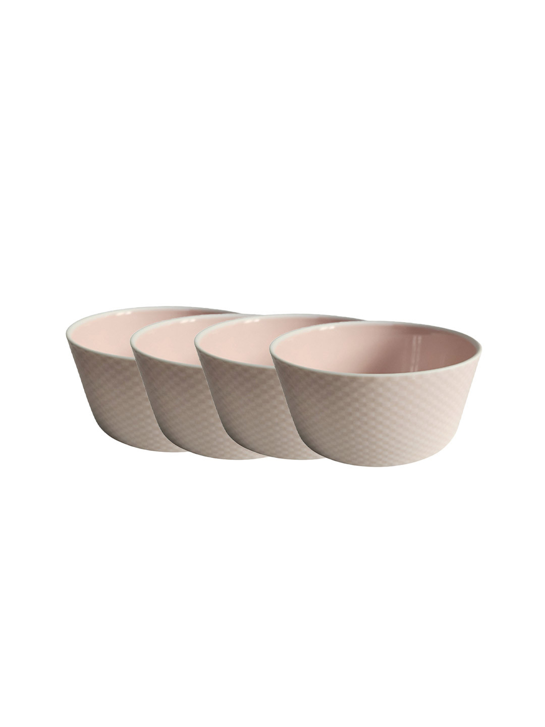 Chabby Chic Pink 4 Pieces Textured Porcelain Bowls
