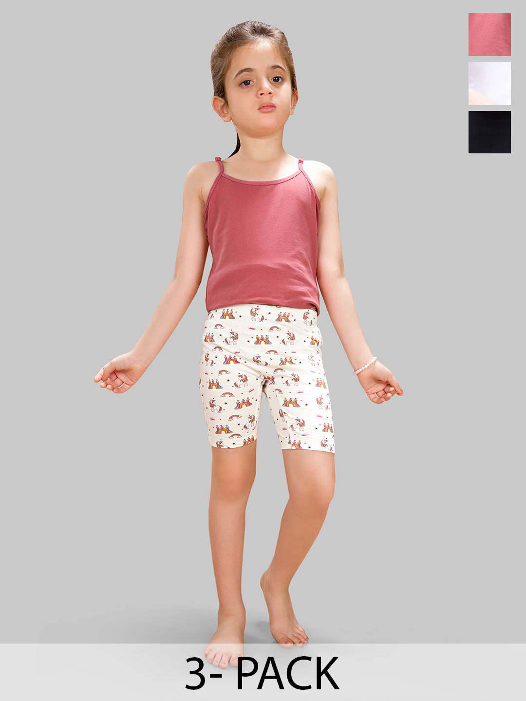TRESNOVA Girls Pack Of 3 Printed Anti-Microbial Camisoles ergonomic armhole