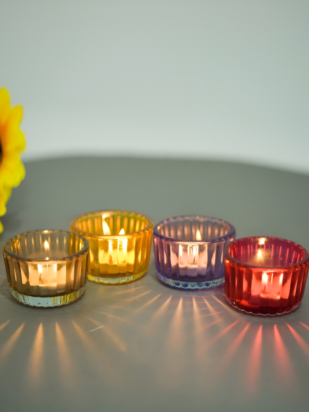 oggn Assorted 4 Pieces Glass Candle Holders