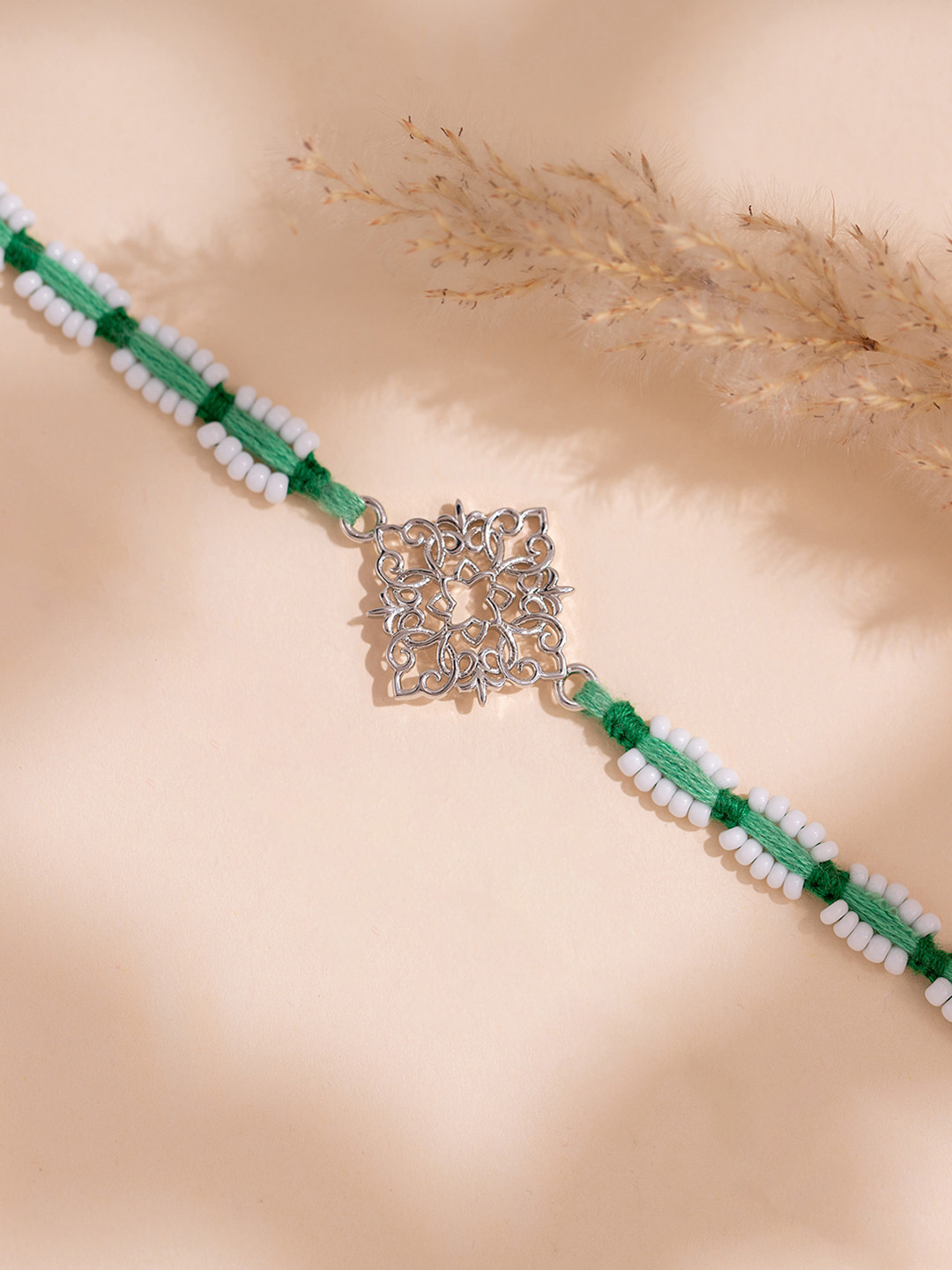 Voylla Vintage Filigree Beaded Thread Rakhi