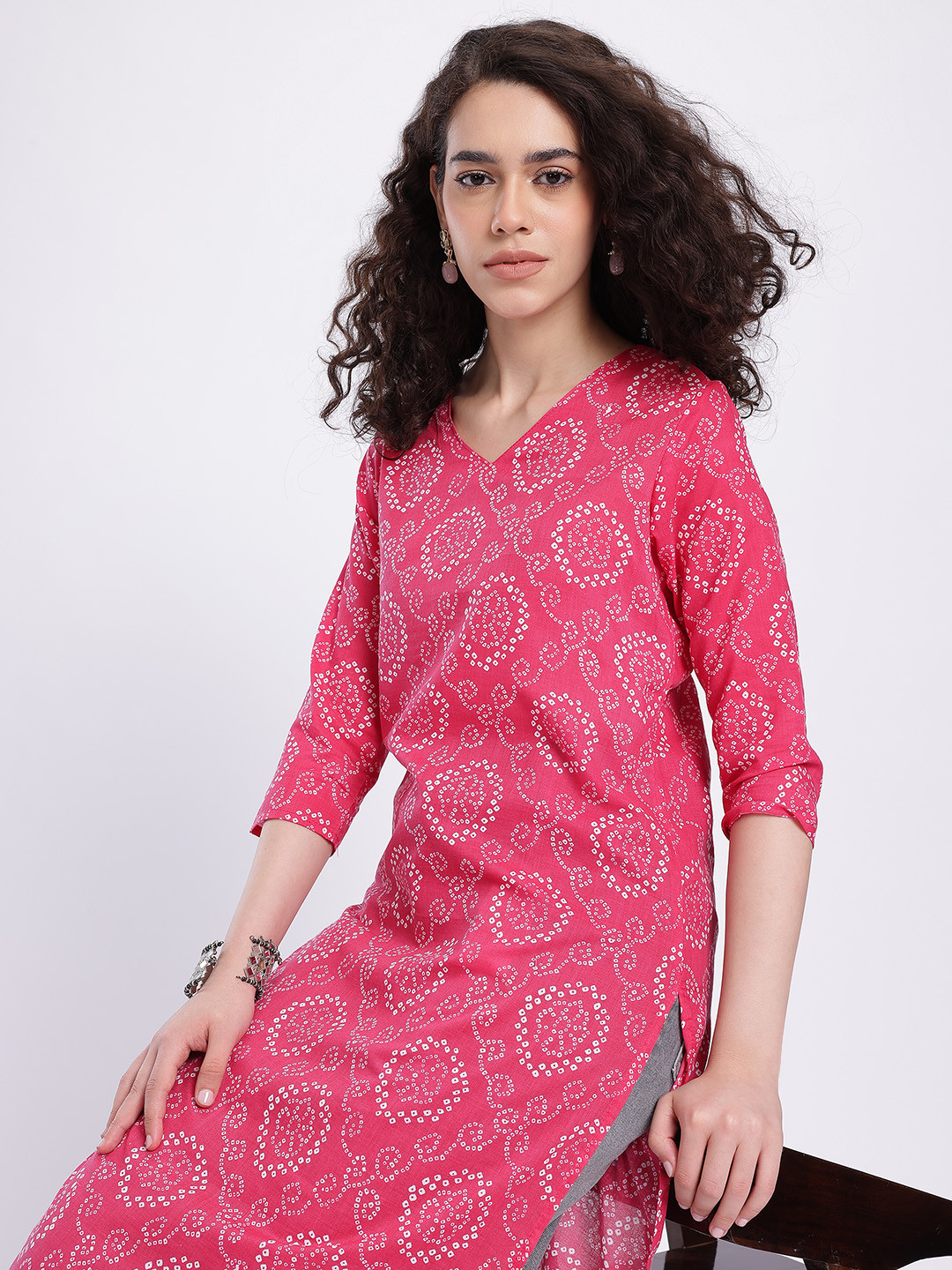 Anouk Rustic Bandhani Print Straight Kurta