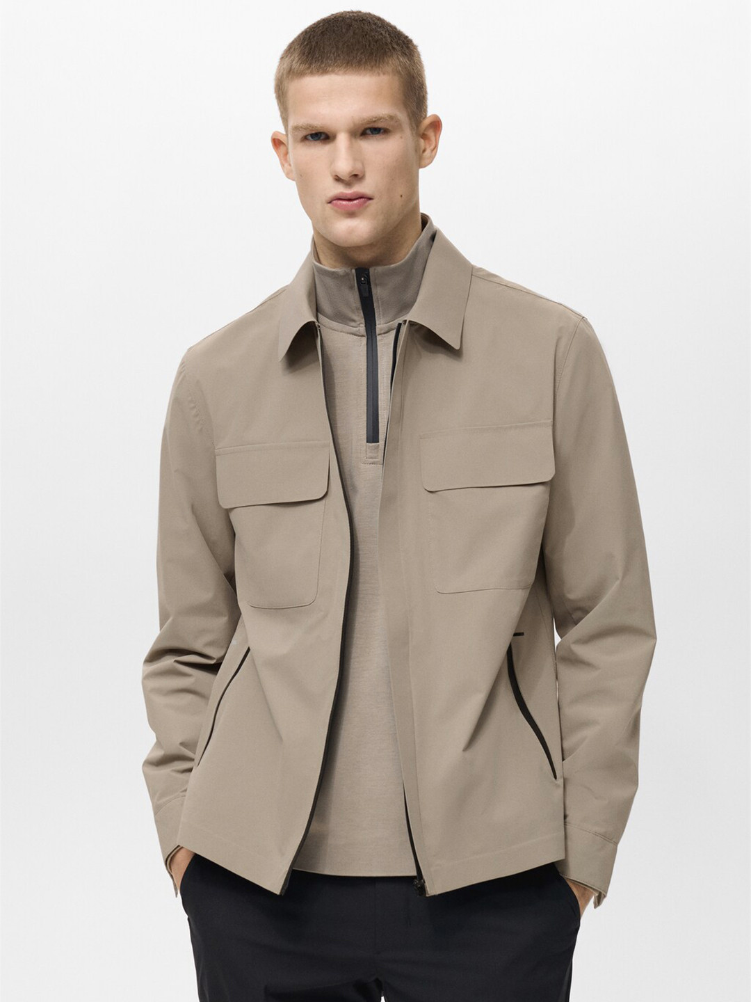 MANGO MAN Men Water-Repellent Tailored Jacket with Pockets