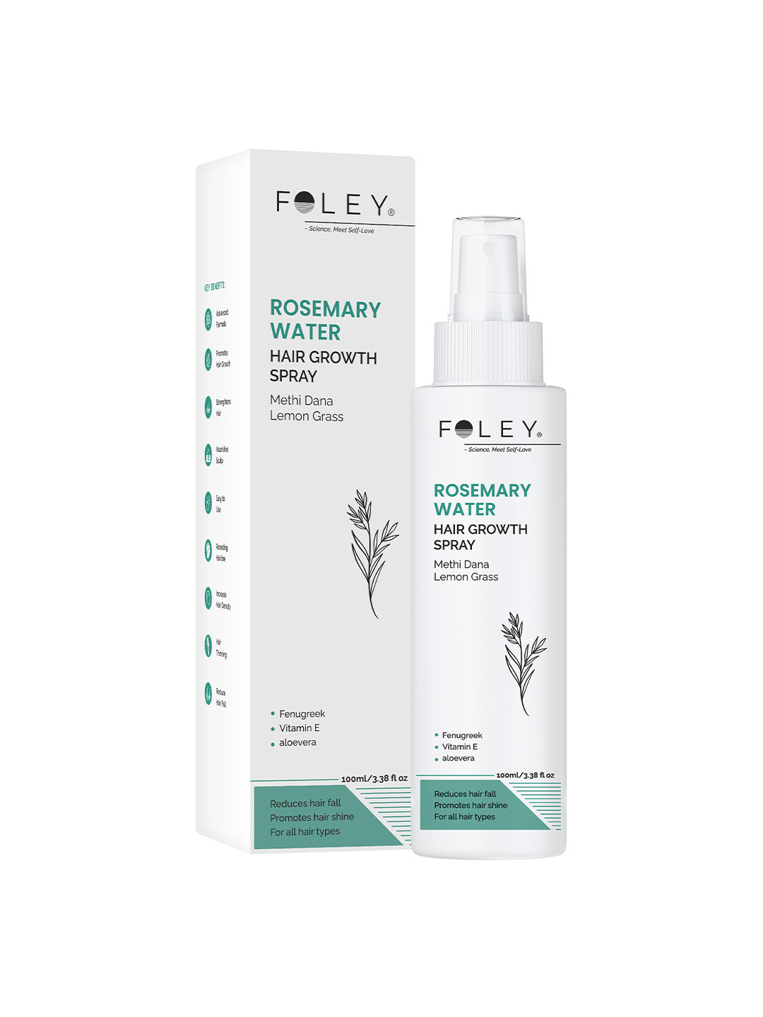 FOLEY Rosemary Water For Hair Growth With Methi Dana & Lemon Grass Extract - 100 ml