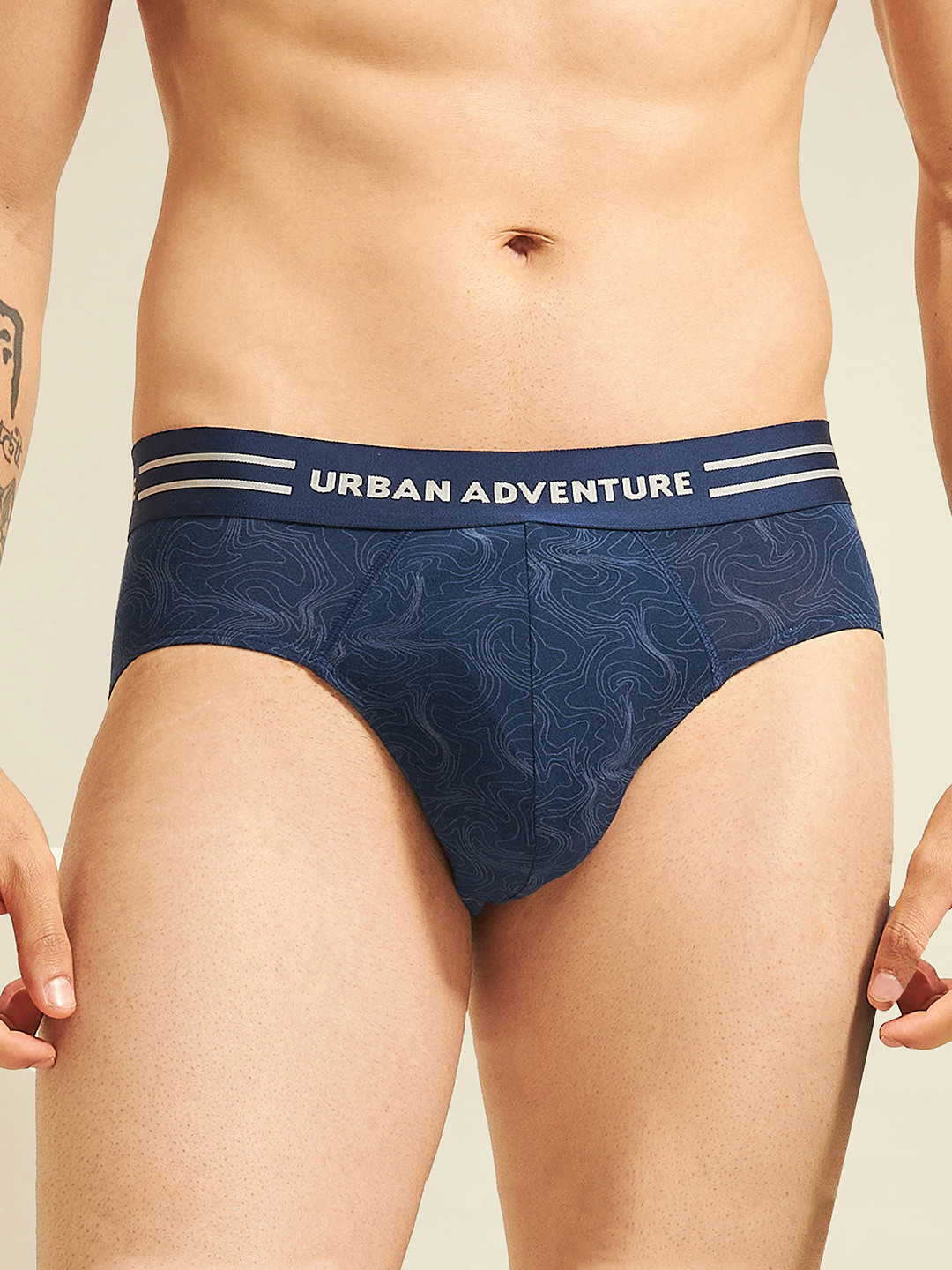 URBAN ADVENTURE Printed Ultra Soft Basic Briefs 1UAM-014-P(NAVY)