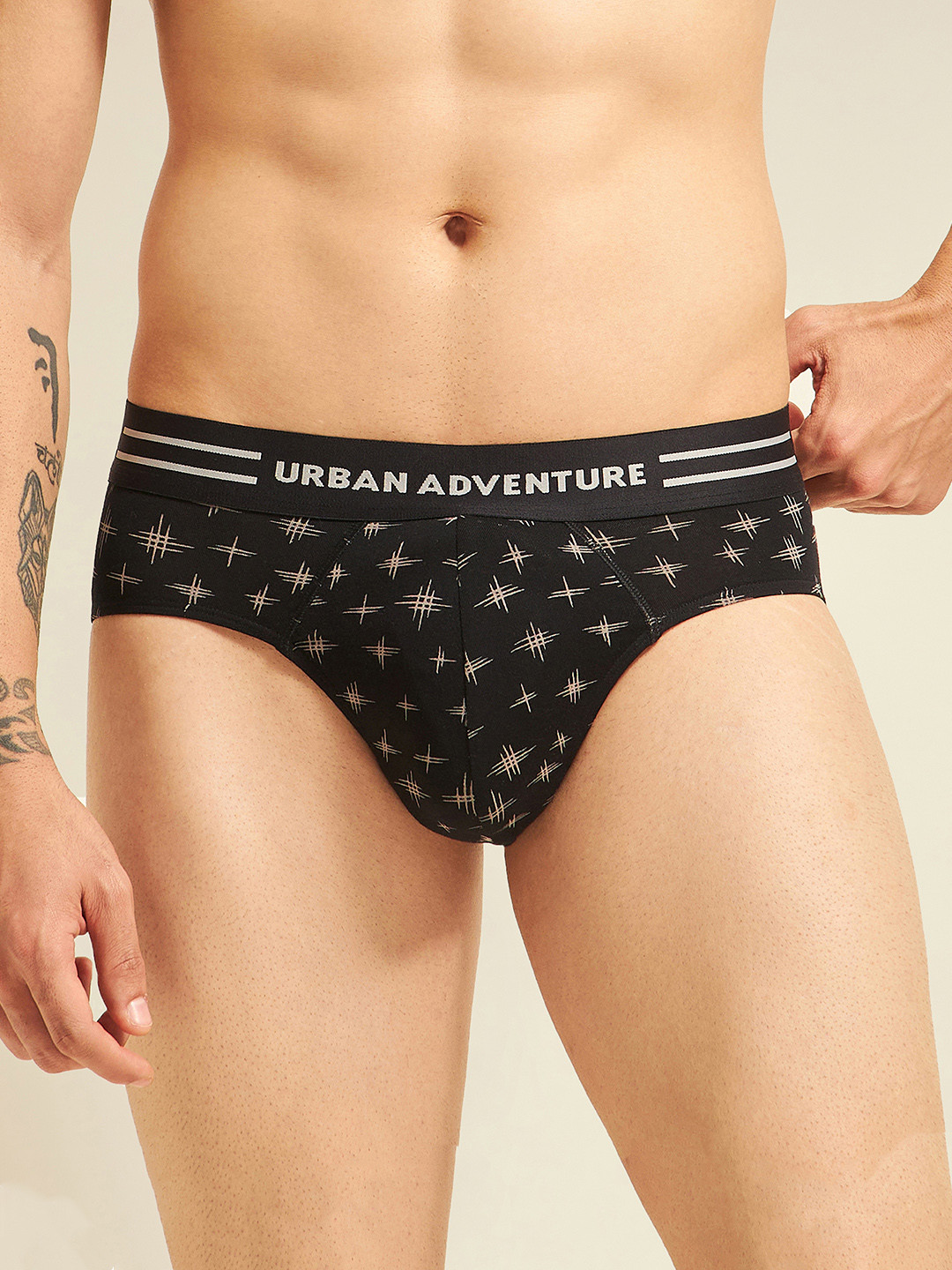 URBAN ADVENTURE Printed Ultra Soft Basic Briefs 1UAM-014-P(BLACK)