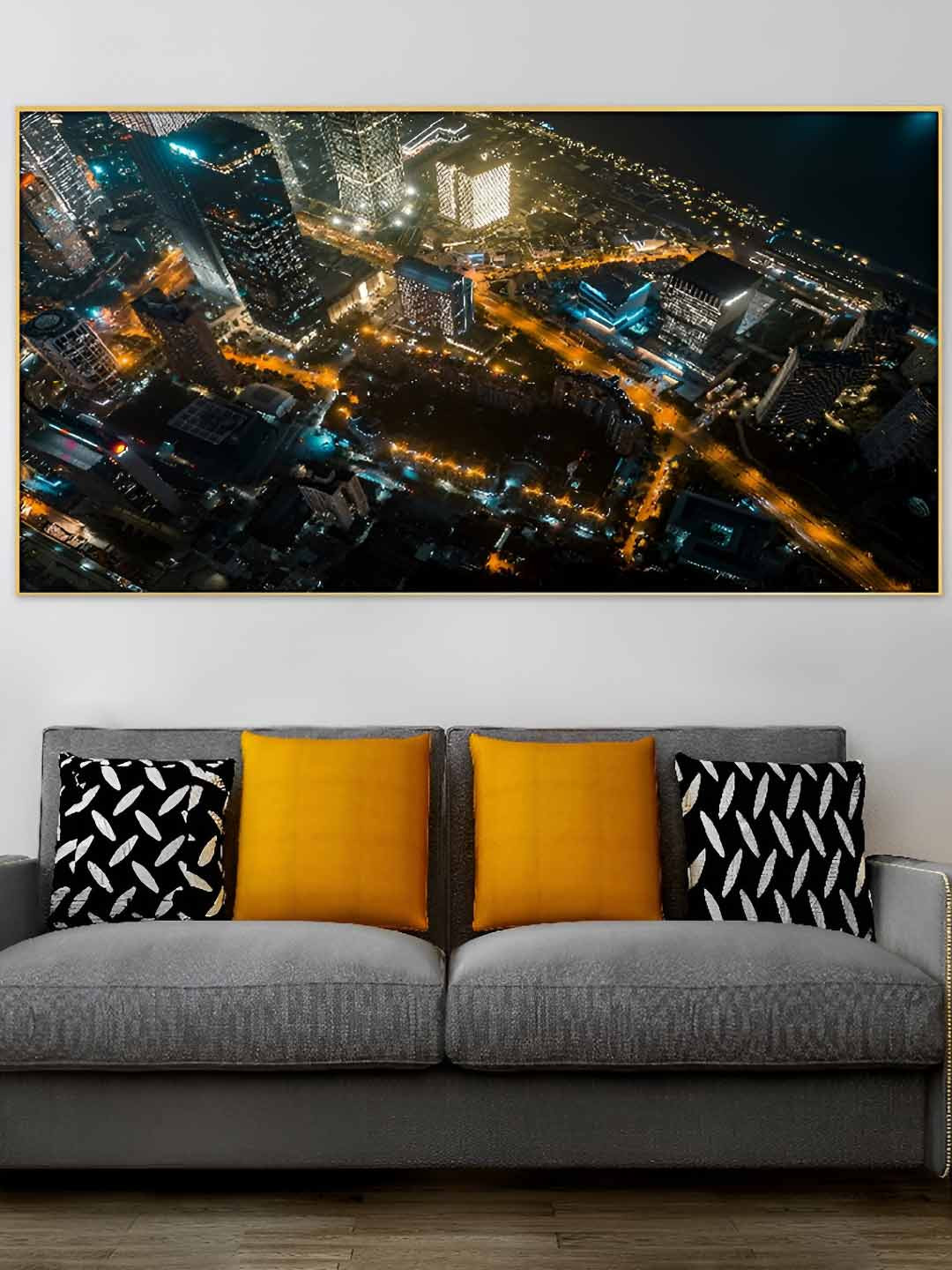 DEKORSTATION Black & Blue Painted Wooden Wall Art