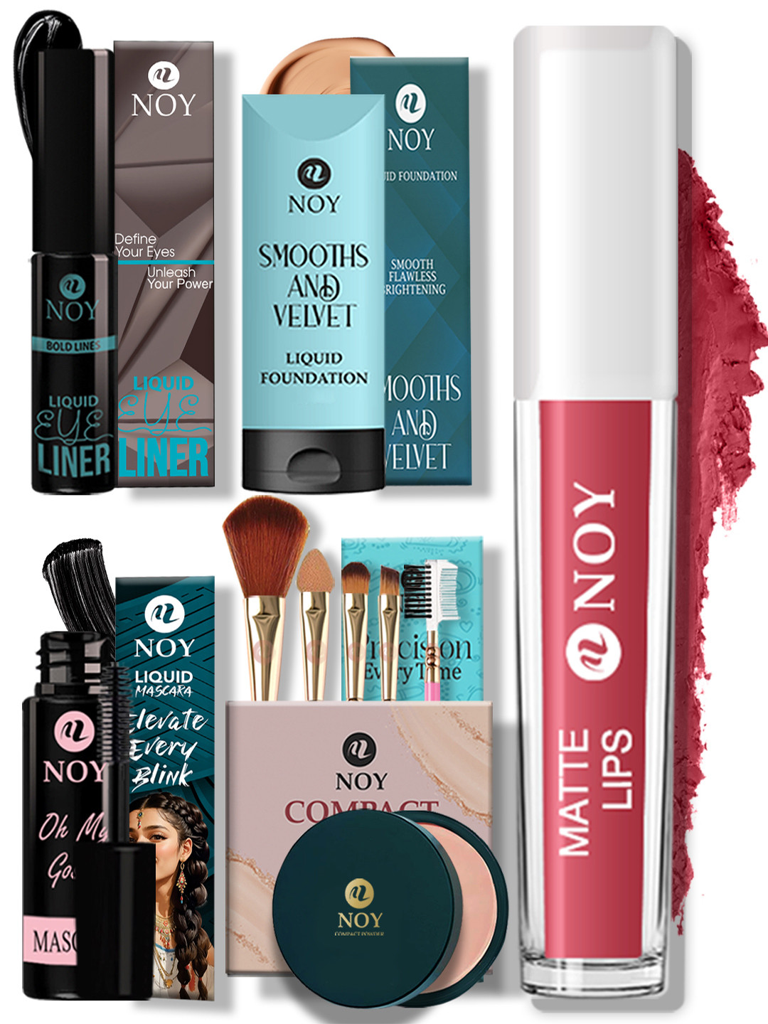 NOY All-in-One Beauty Kit for Busy Women Foundation, Mascara & Lipstick
