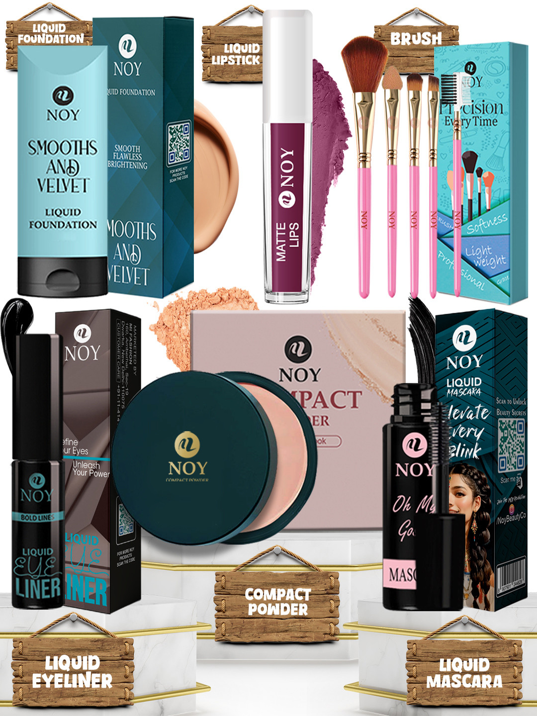 NOY Set Of 10 Long lasting Waterproof Makeup Kit